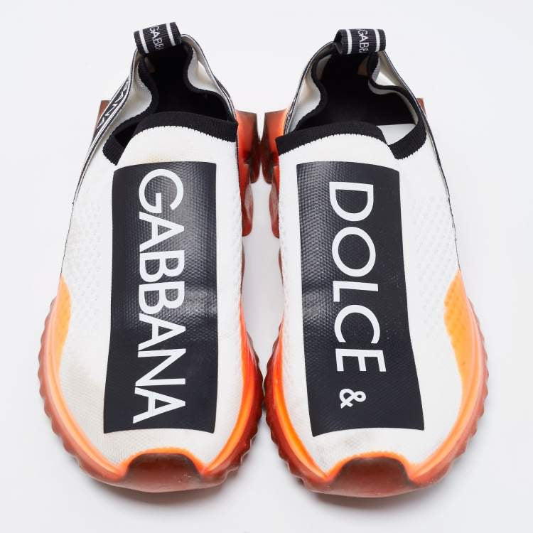 Дамски маратонки Dolce & Gabbana Black White Orange Slip On Sorrento Sneakers