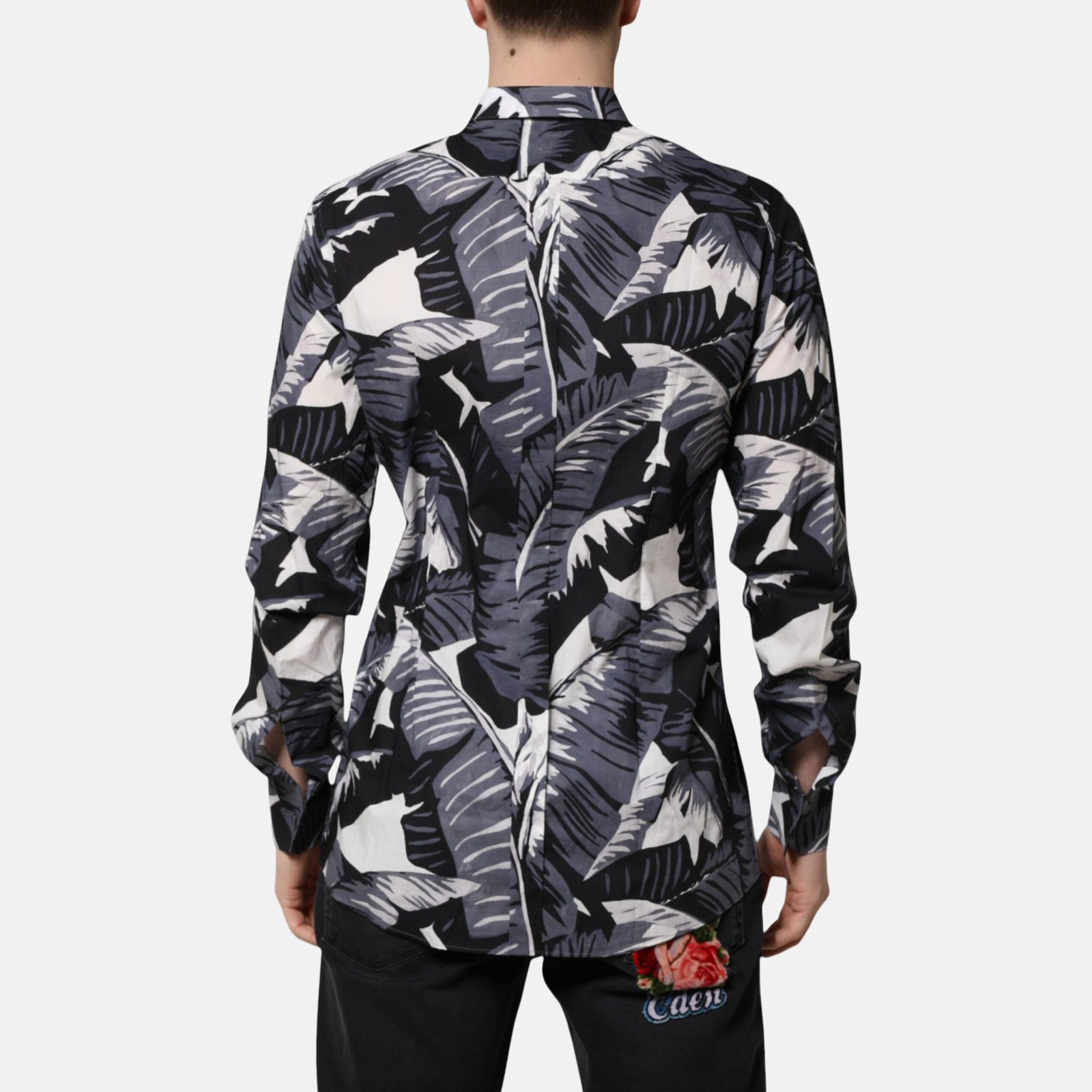 Мъжка риза Dolce & Gabbana Gold Banana Leaf Print Men Shirt Back View