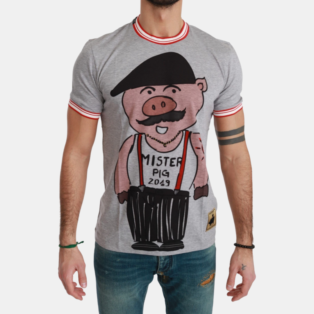 Мъжка сива тениска Dolce & Gabbana Year of the Pig