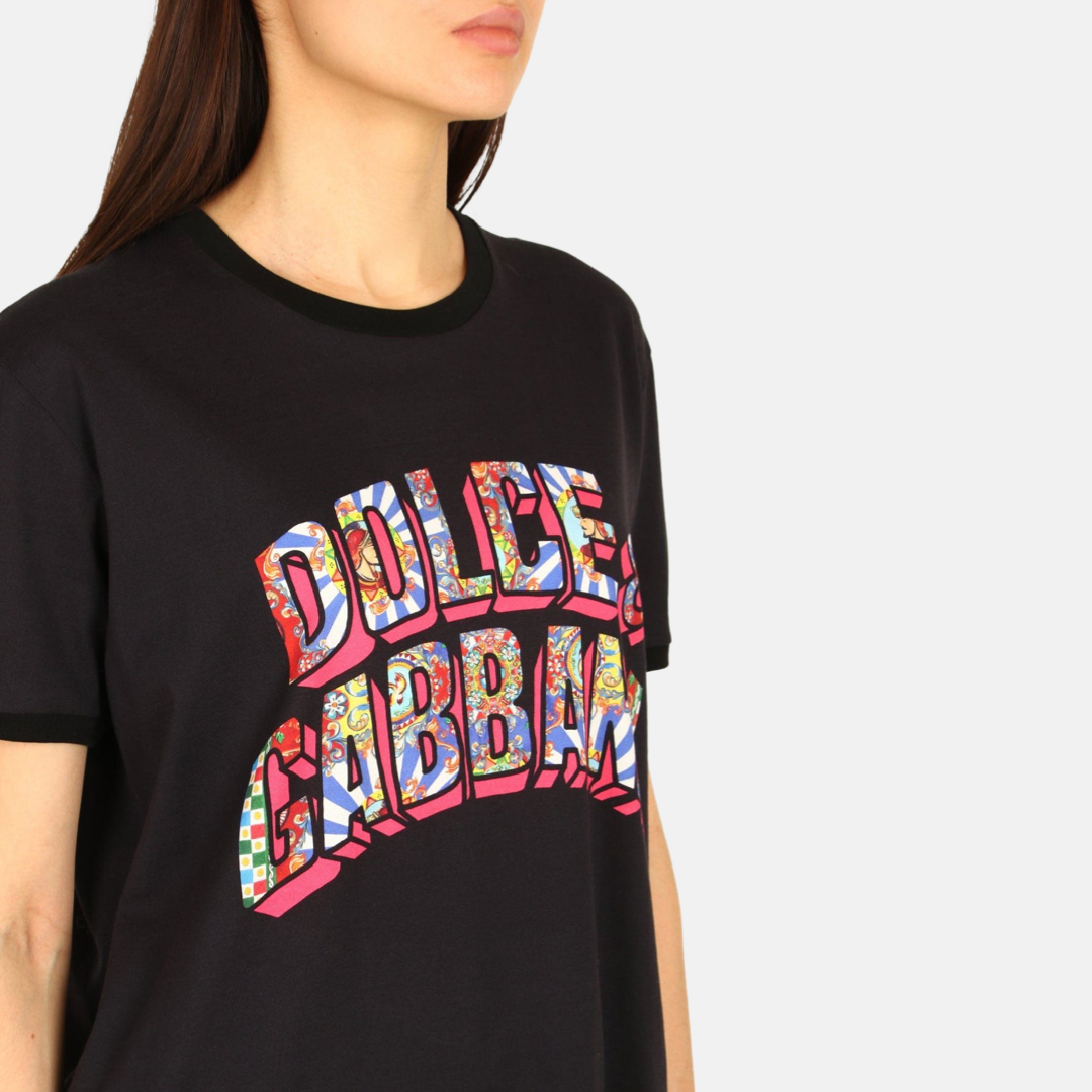 Dolce & Gabbana Chic Black Crew Neck Logo Tee