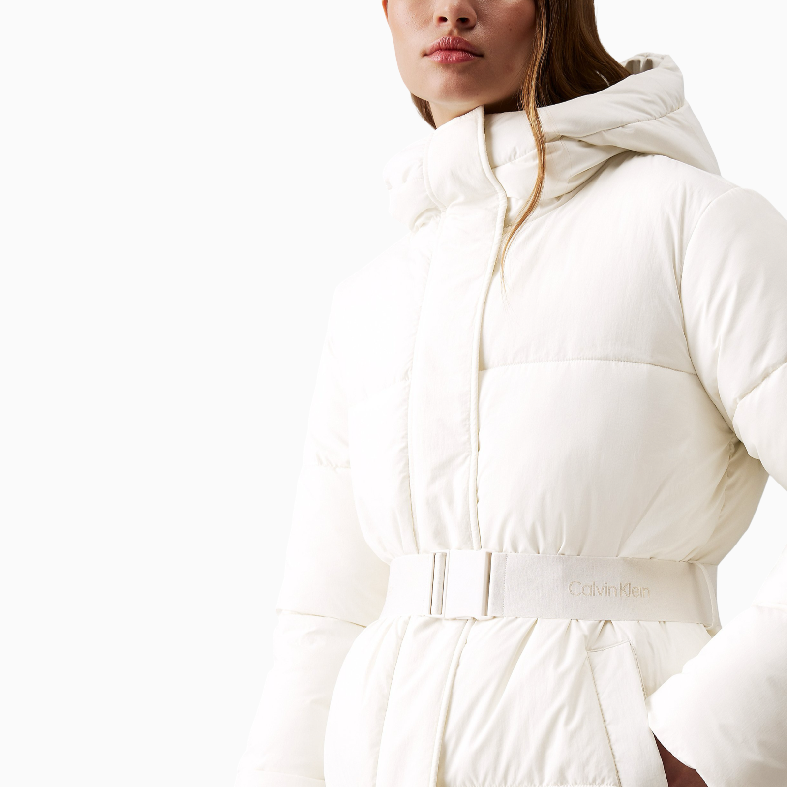 Дамско бяло пухено яке Calvin Klein Jeans Women Puffer Jacket J20J224122 YBI Close-Up
