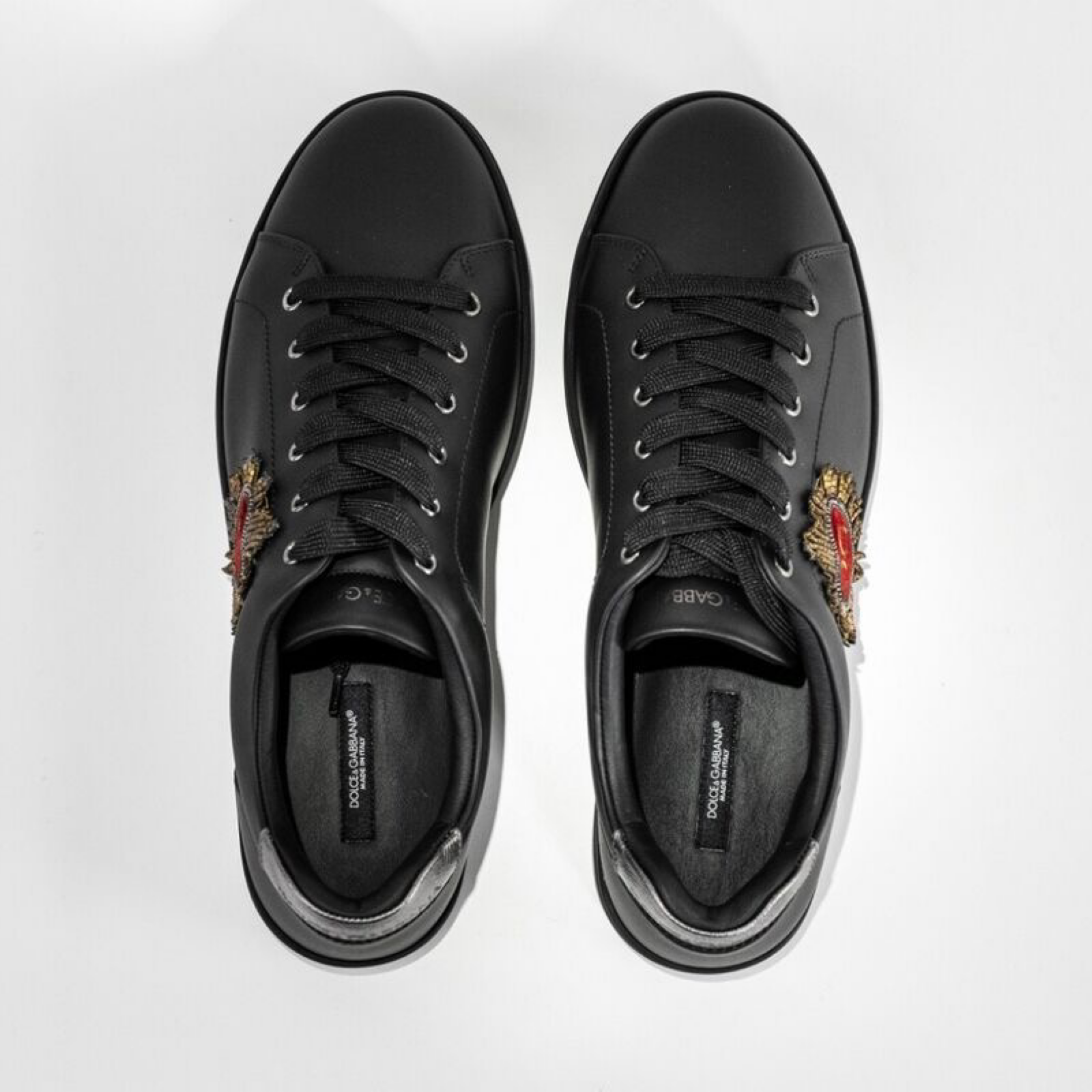 Мъжки черни кецове Dolce & Gabbana London Sacred Heart Men Sneakers CS1640 B5339