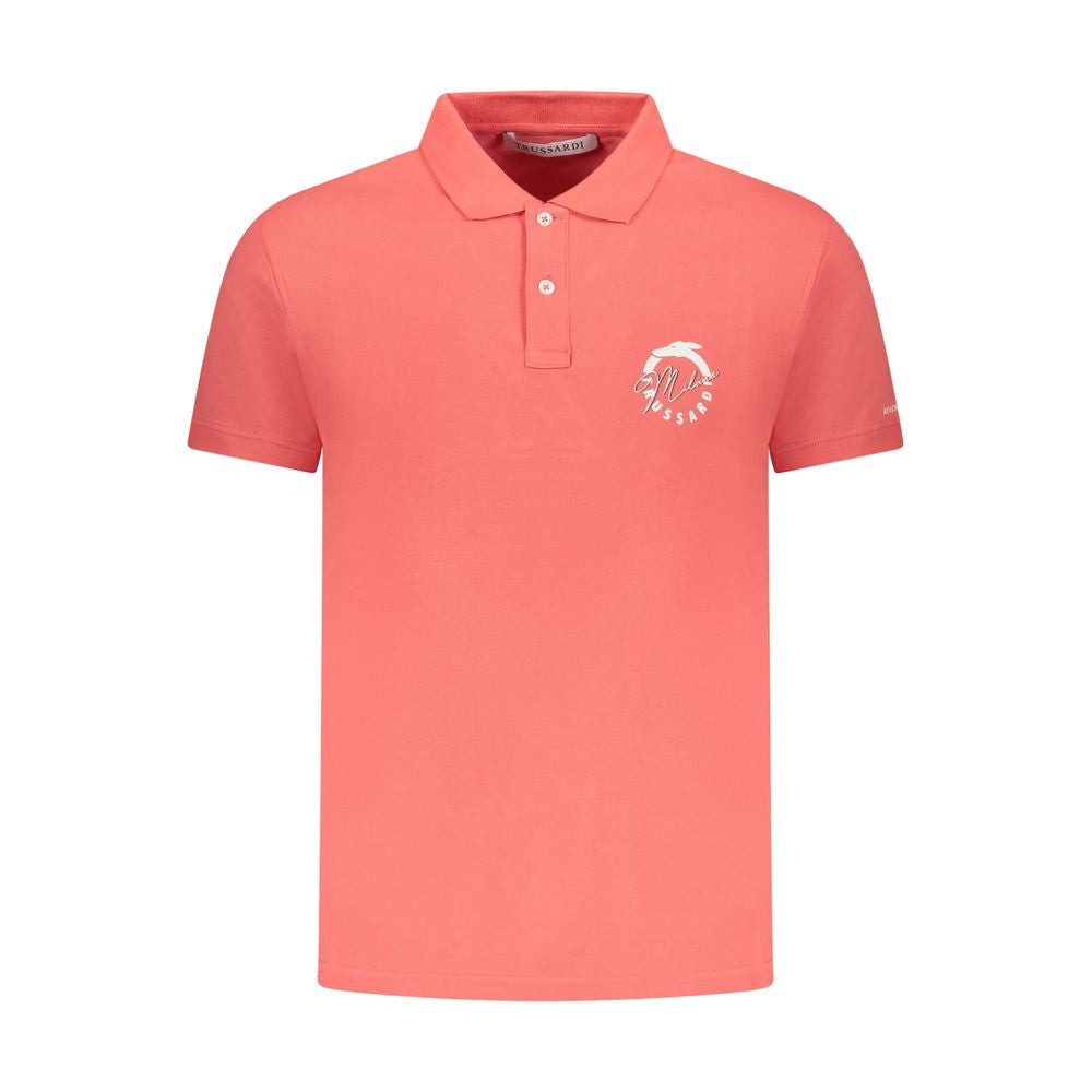 Мъжка поло тениска в червено Men’s polo shirt Trussardi Beachwear TRU25MPL01 Salmon Front view