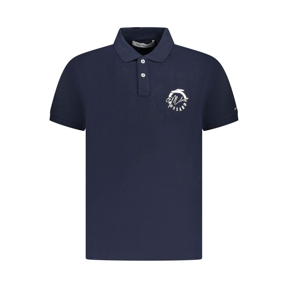 Мъжка поло тениска в тъмно синьо Men’s polo shirt Trussardi Beachwear TRU25MPL01 Navy blue front view