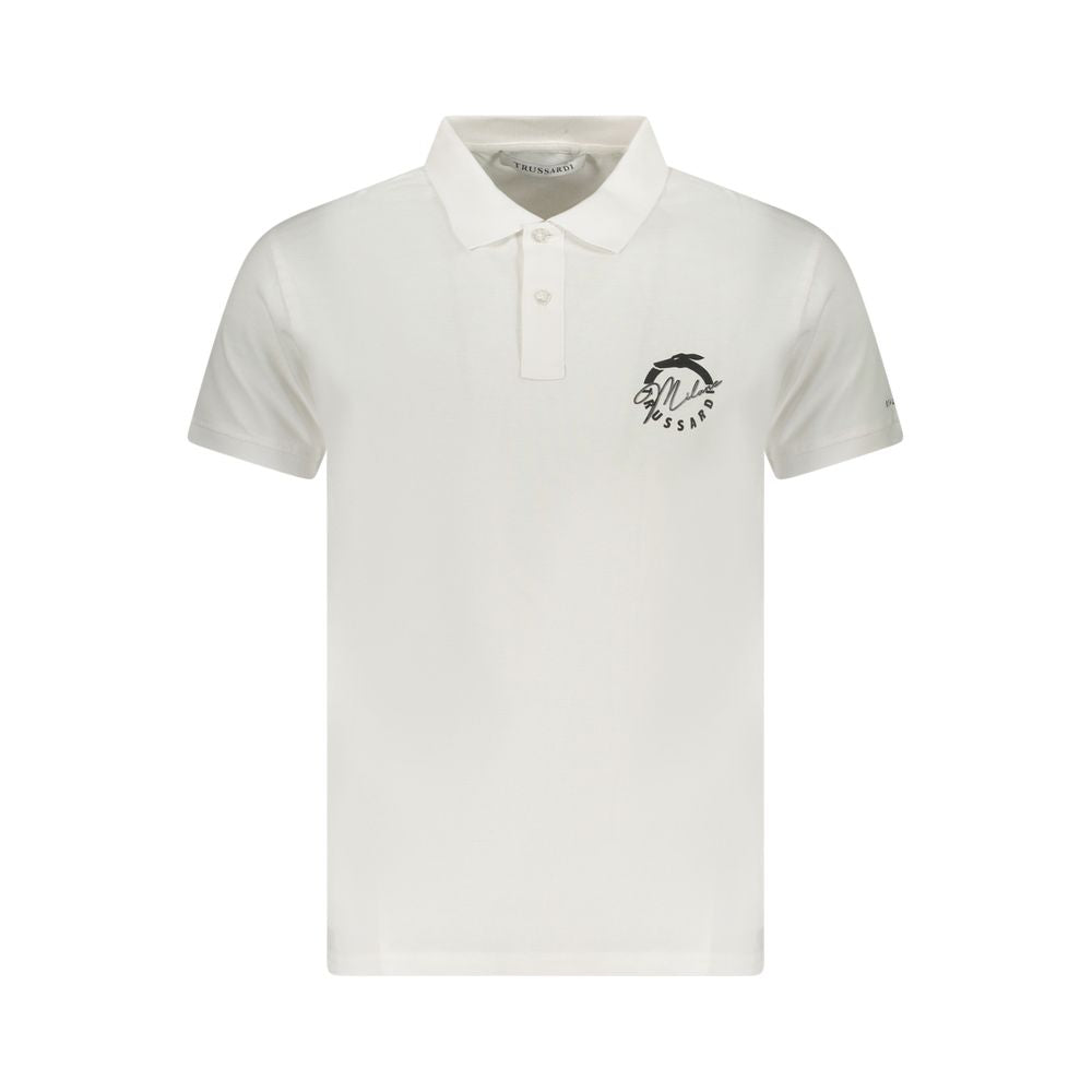 Мъжка поло тениска в бяло Men’s polo shirt Trussardi TRU25MPL01 White Front view