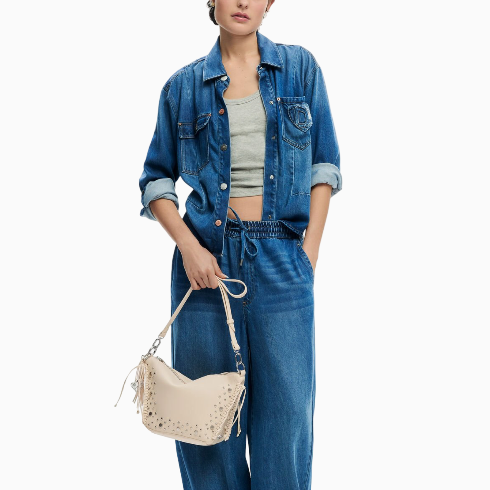 Дамска бежова чанта Desigual Women Shoulder Bag 26SAXPAR 1008 Hand View