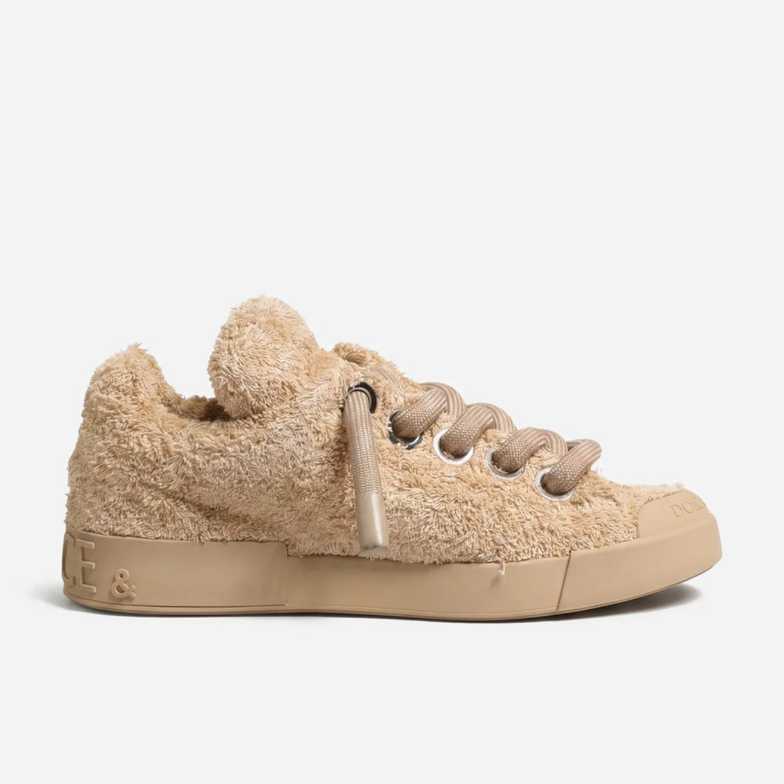 Dolce & Gabbana Faux Shearling Portofino Men Sneakers Lateral View