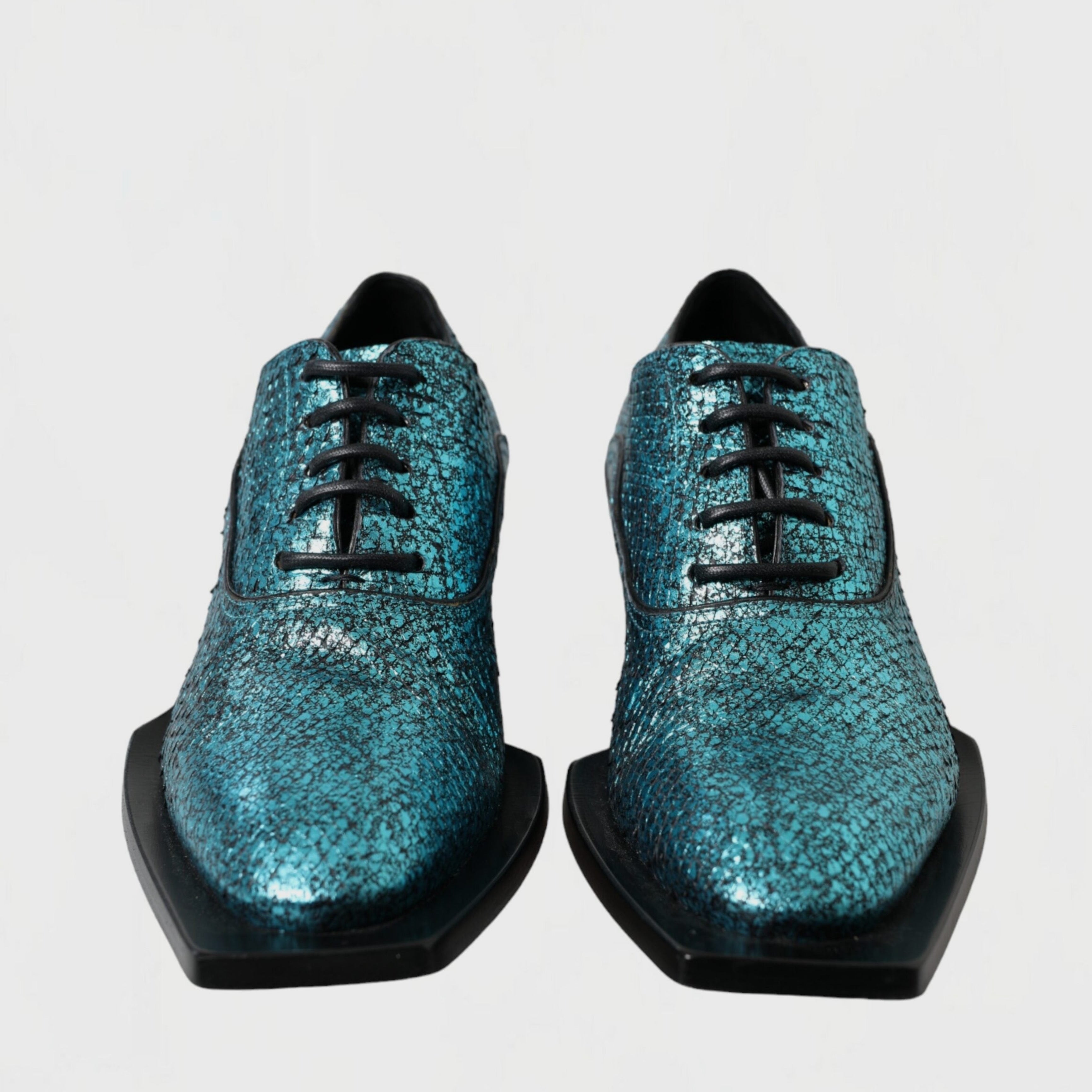 Мъжки луксозни обувки на ток в морско синьо DOLCE & GABBANA Men’s Luxury Aquamarine Formal Derby Block Heels Shoes