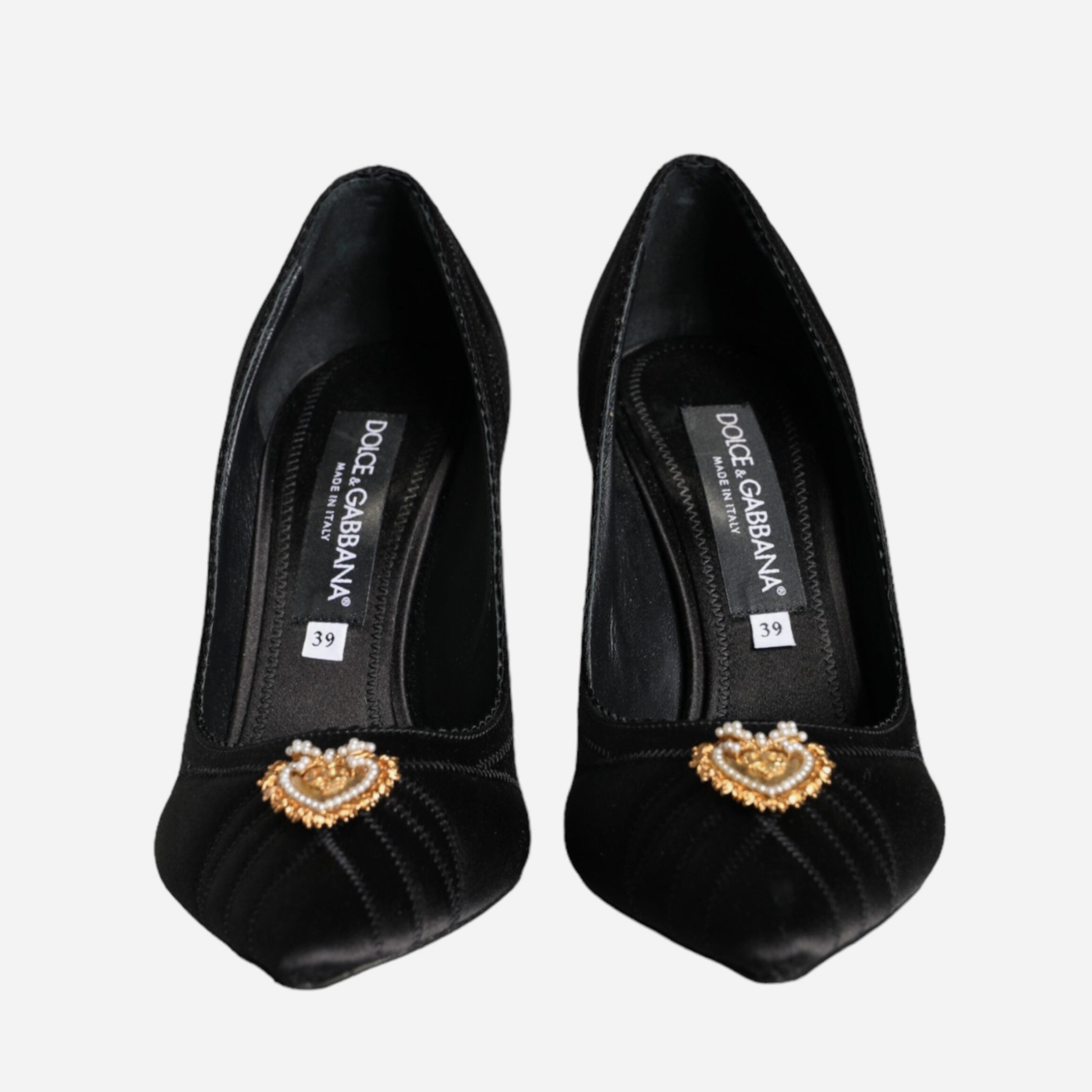 Дамски луксозни обувки на висок ток Dolce & Gabbana Women’s Black Heart DEVOTION Heels Pumps