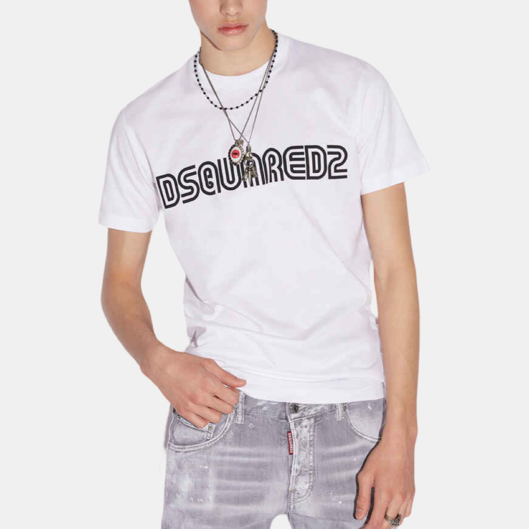 Мъжка бяла тениска Dsquared2 Elevated Classic White Cotton Tee