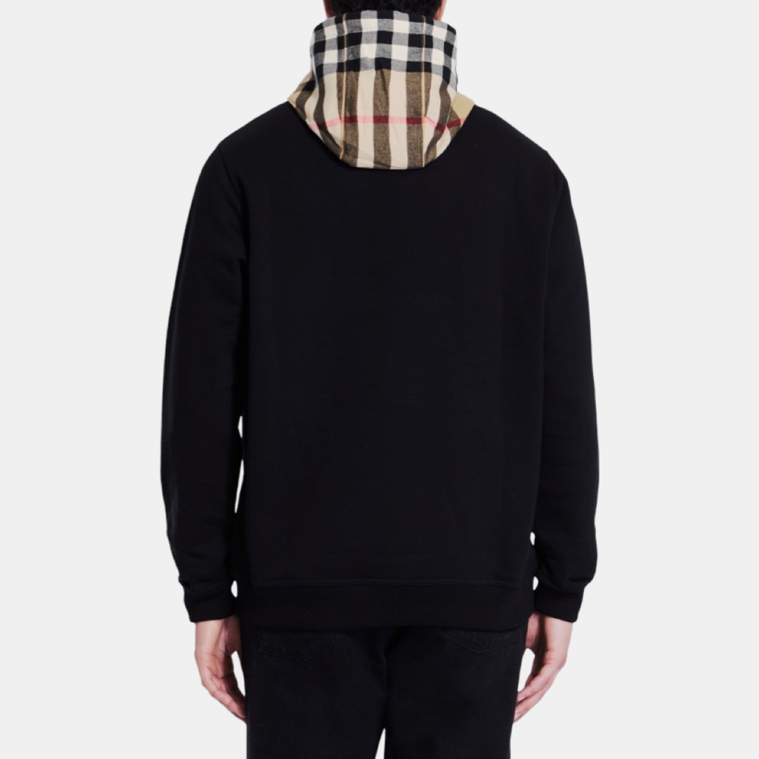 Мъжко черно худи Burberry Check Hoodie 8058117_A1189