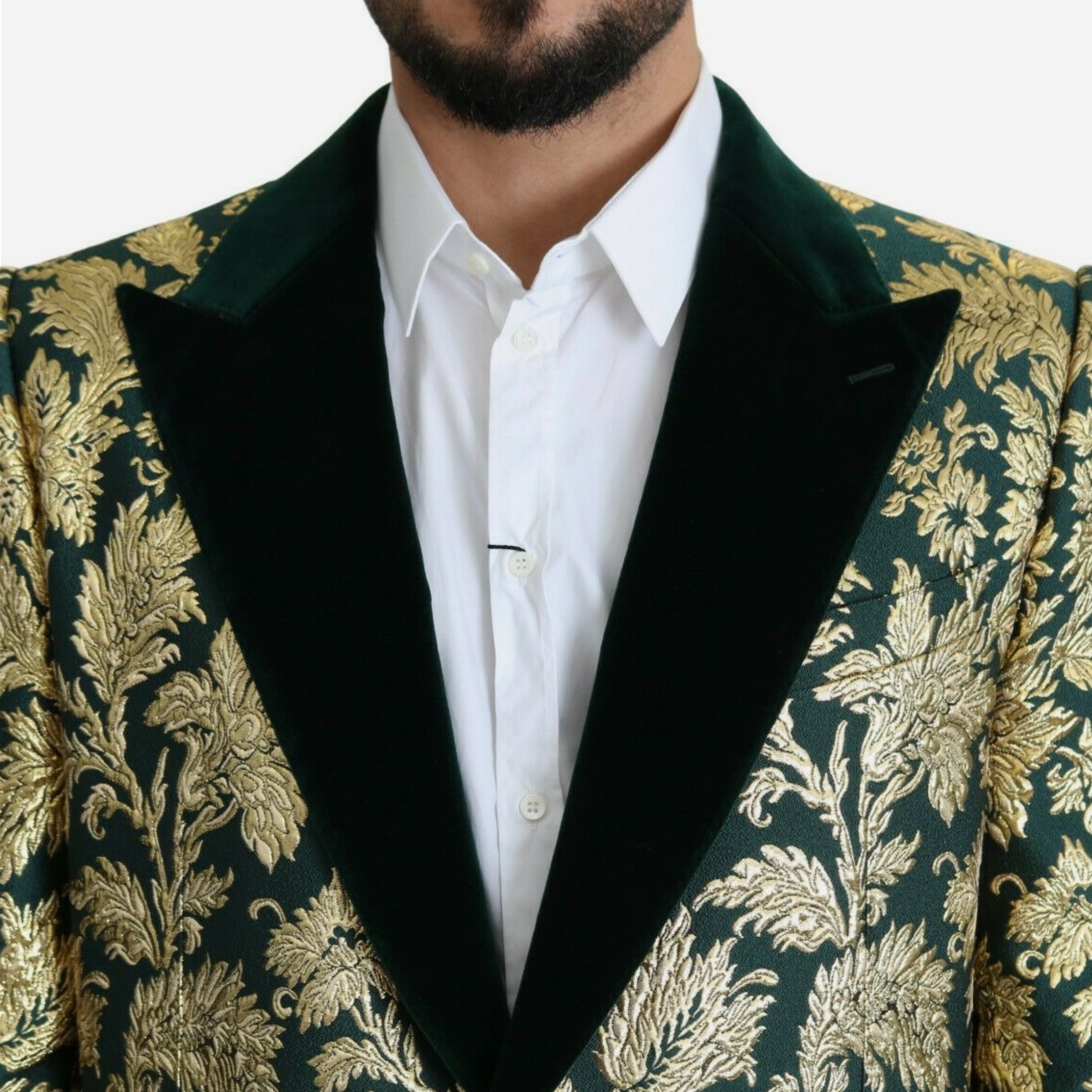 Мъжко луксозно жакардово палто в златисто и зелено DOLCE & GABBANA
Men’s Luxury Gold/Green Jacquard Sicilia Coat