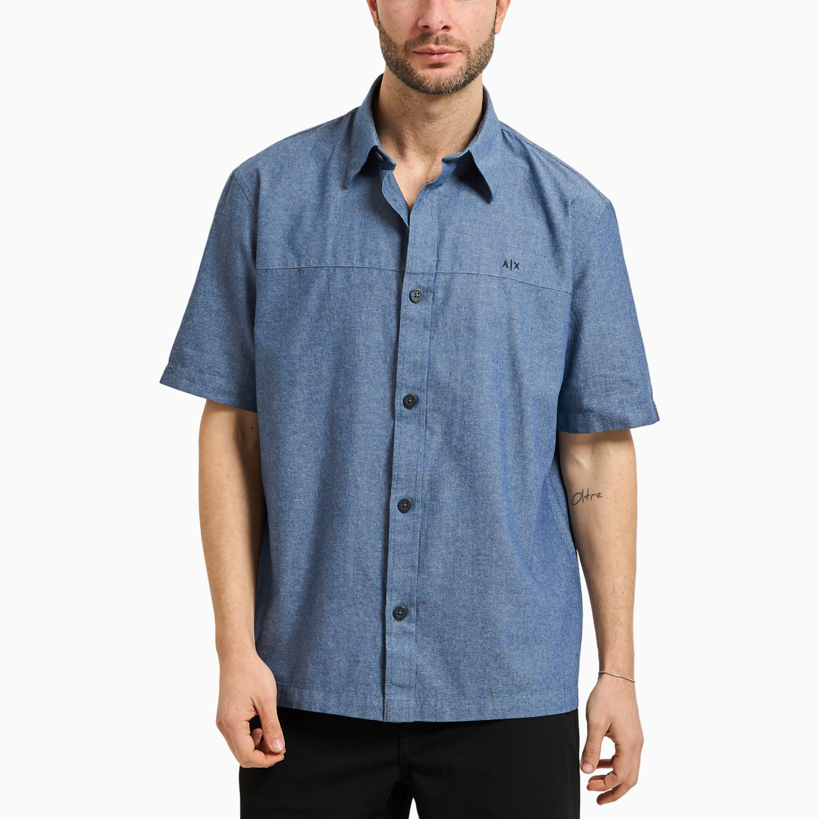 Мъжка синя риза Armani Exchange Men Shirt XM002283 AF22712 MB001 Front View