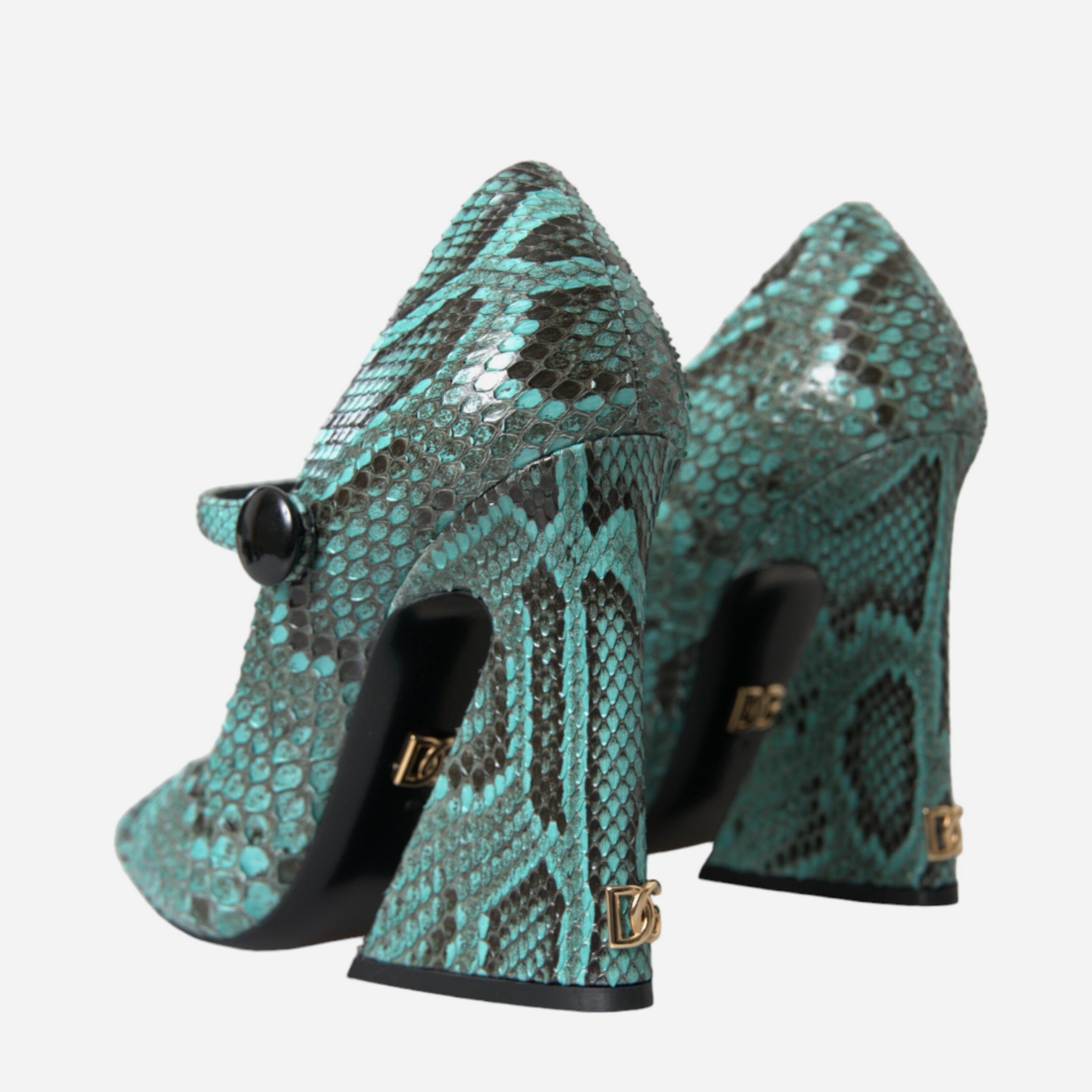 Дамски луксозни елегантни обувки на високи токчета Dolce & Gabbana Women’s Aqua Python Leather Mary Jane Pumps Heels