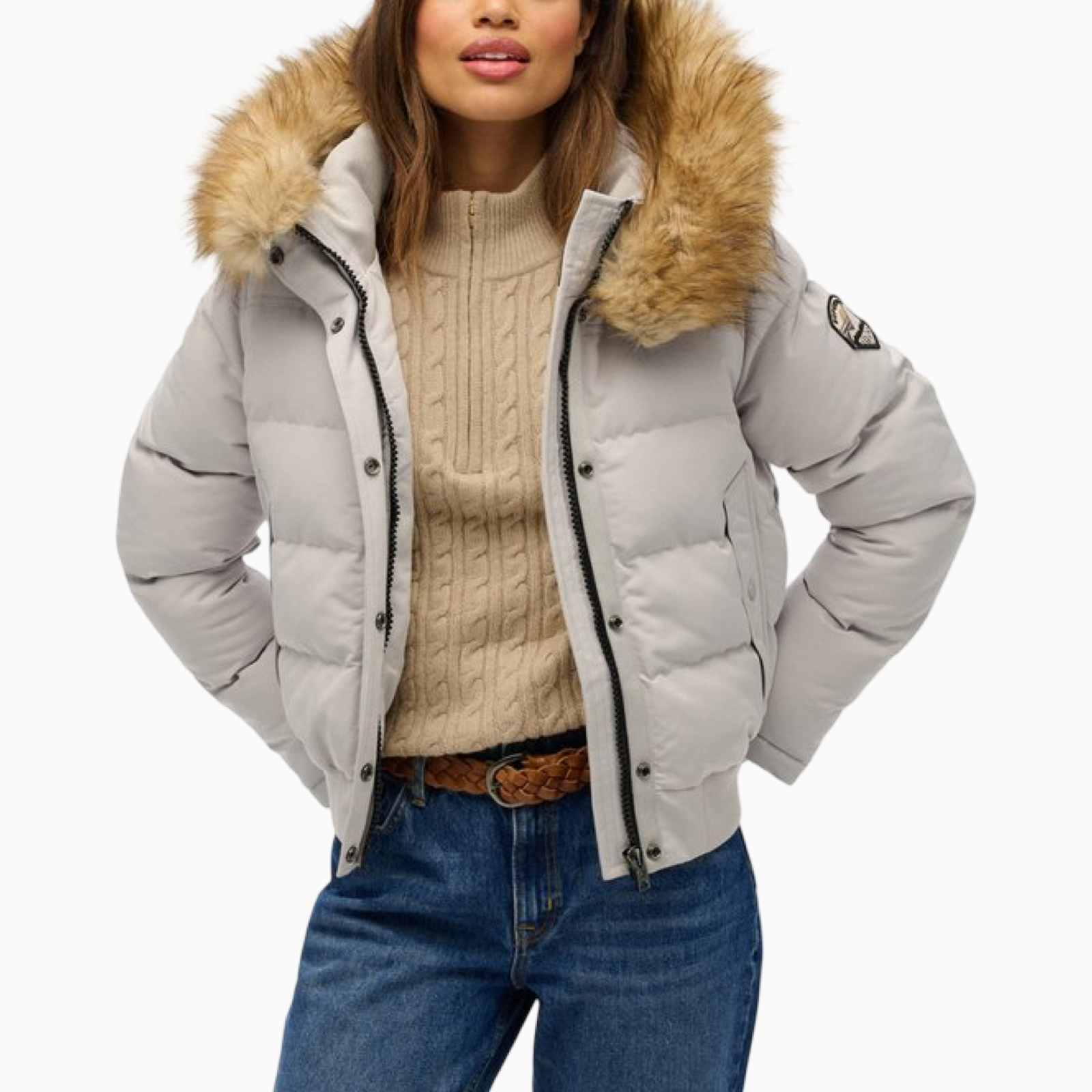 Дамско сиво яке Superdry Everest Women Jacket W5011785A Front View