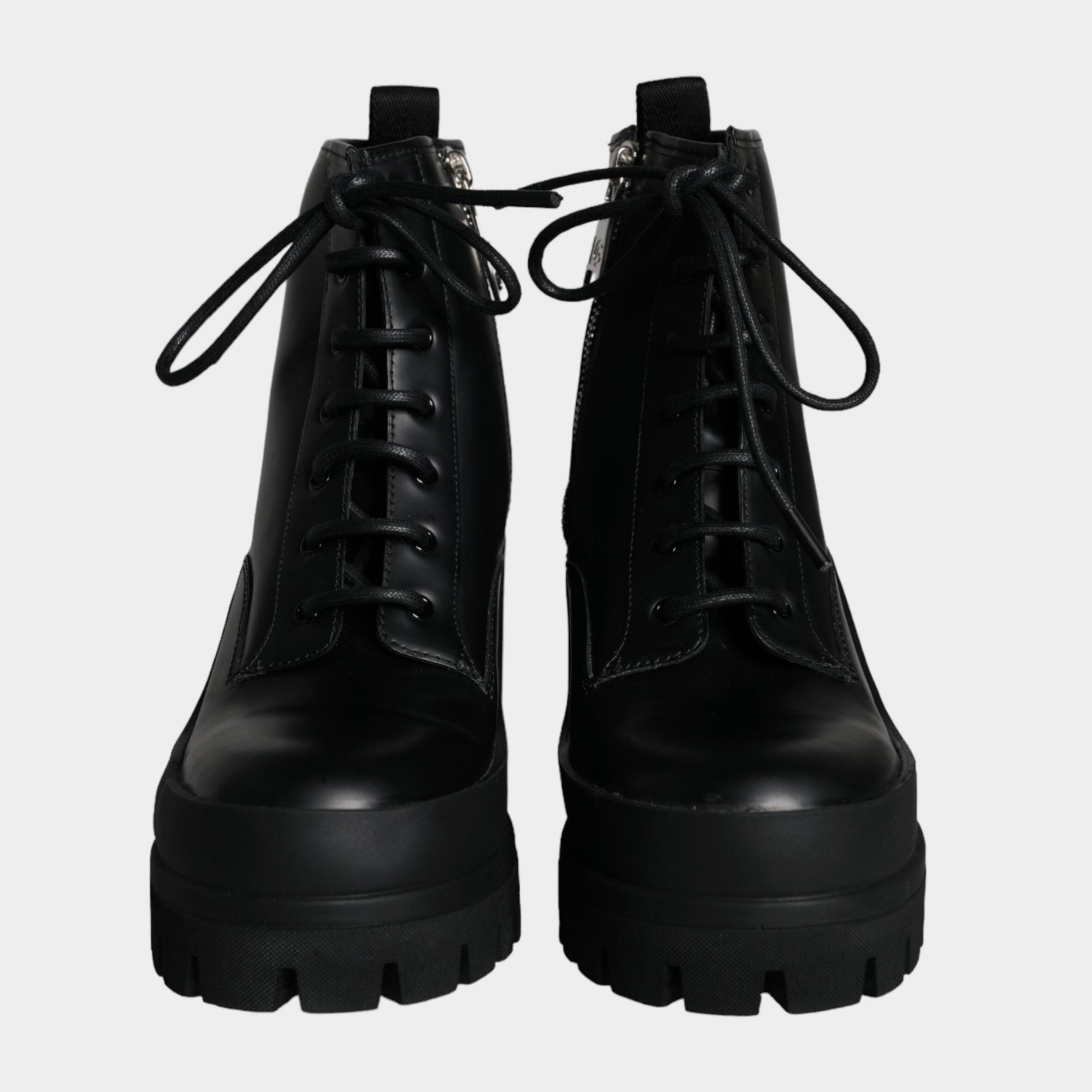 Мъжки луксозни боти на ток от естествена кожа Dolce & Gabbana Men’s Black Leather Ankle Boots on Heels