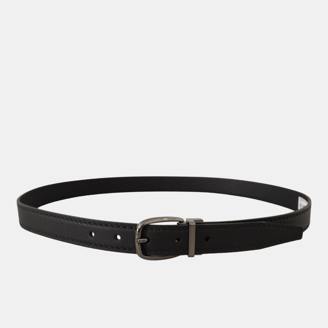 Dolce & Gabbana Leather Men Belt with Metal Buckle