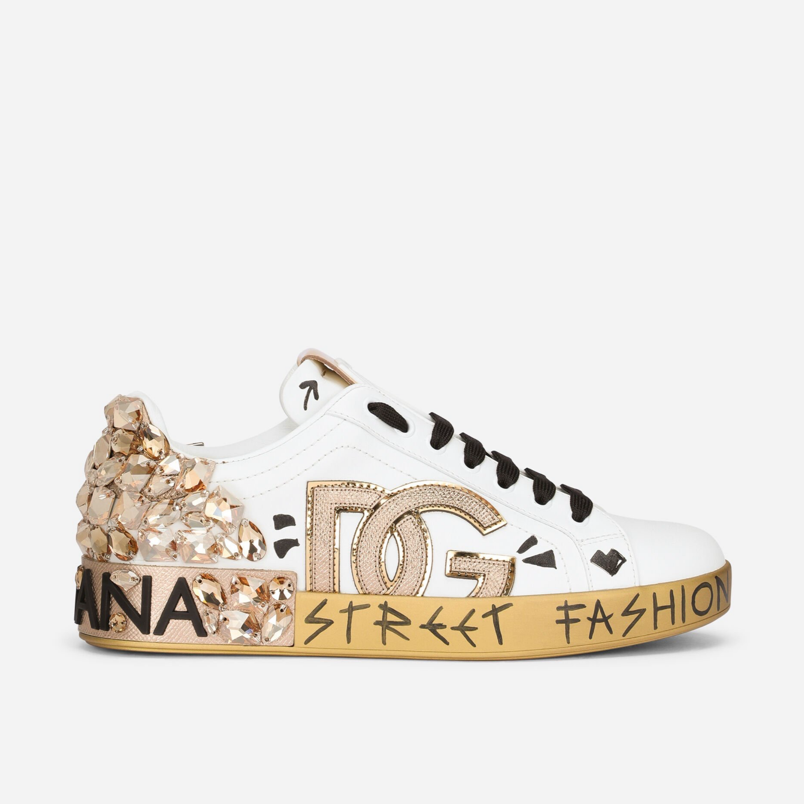 Dolce & Gabbana Portofino Crystals Men Sneakers Medial View