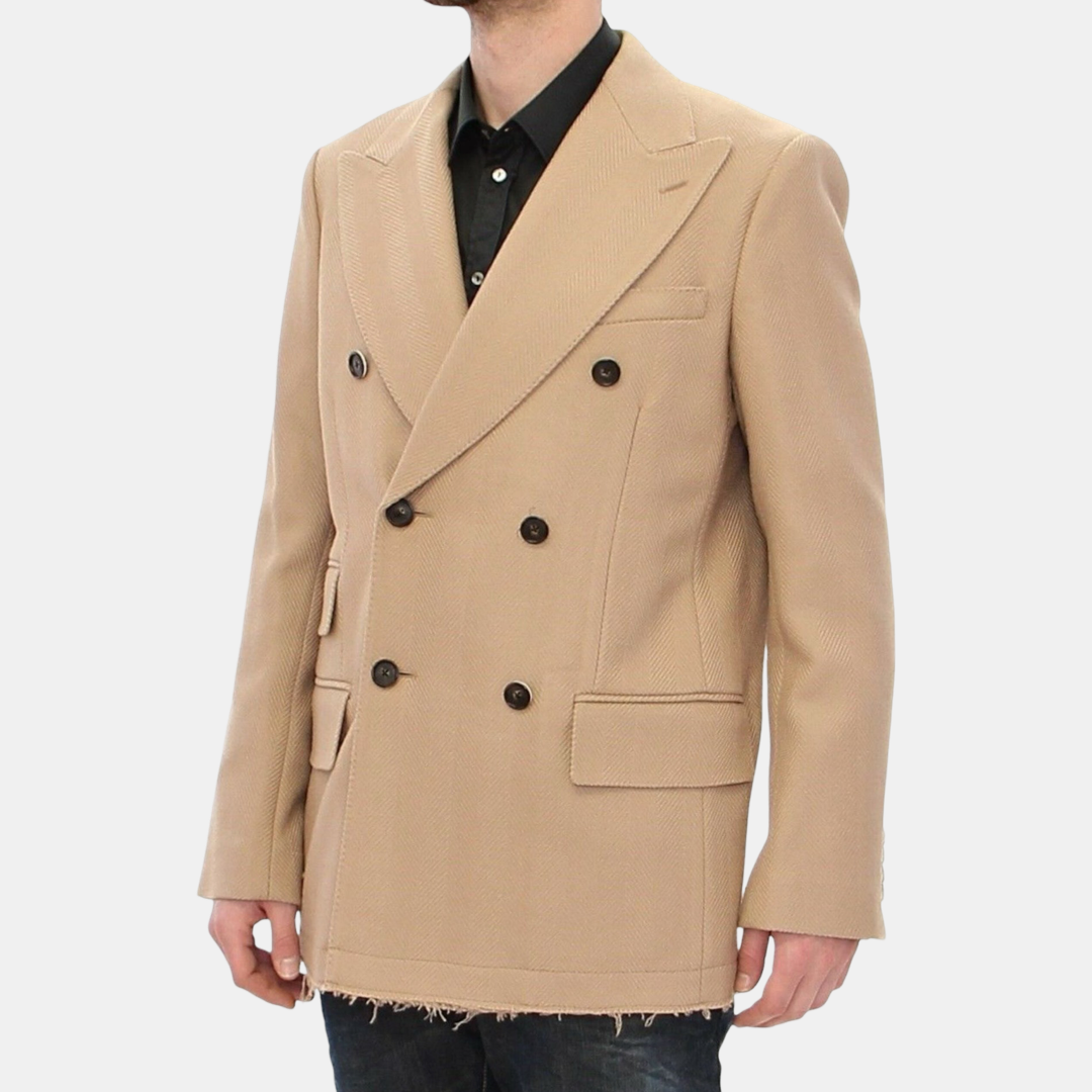 Мъжко бежово палто DOLCE & GABBANA Beige Double Breasted Formal Coat