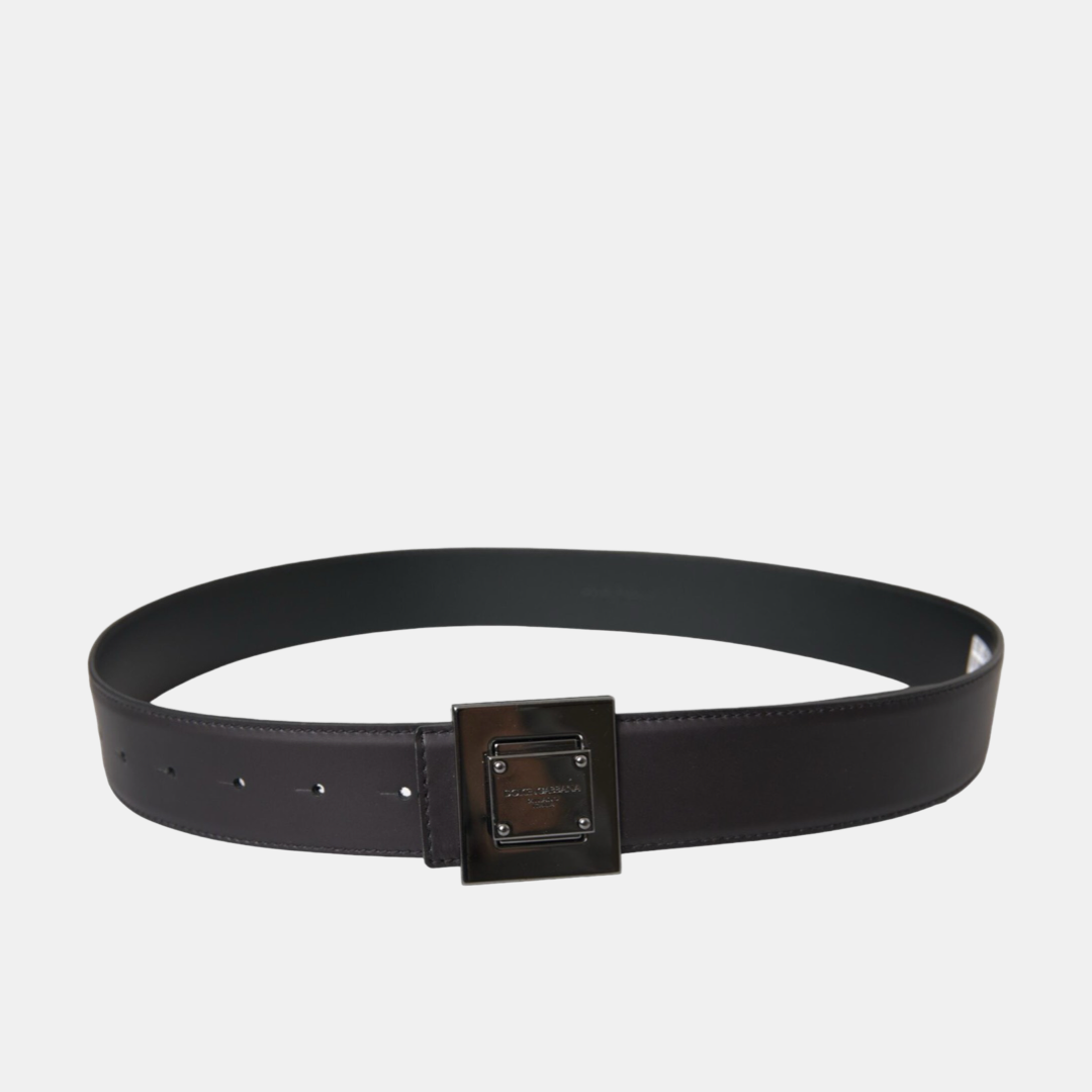 Дамски колан Dolce & Gabbana Black Calf Leather Square Metal Buckle Belt