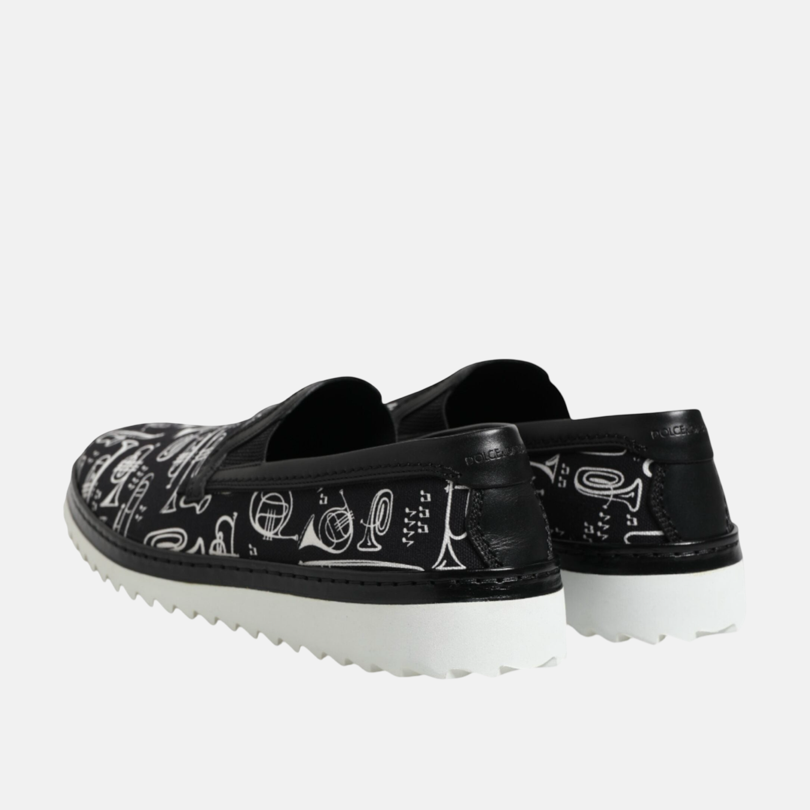 Мъжки мокасини Dolce & Gabbana Black Printed Men Loafers Heel View