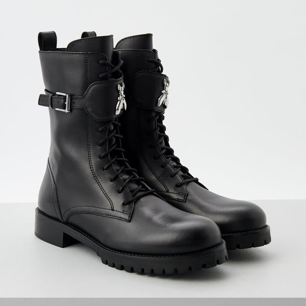 Дамски боти Women’s leather ankle boots Patrizia Pepe 8Y0080 L078 K103 Black