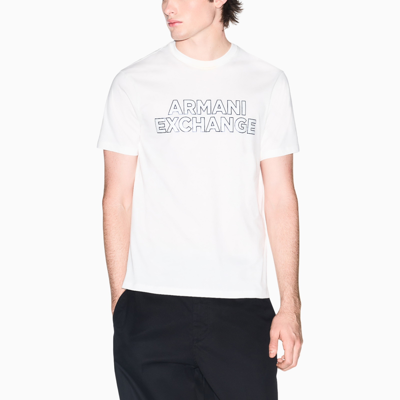 Мъжка бяла тениска Armani Exchange Men T-shirt XM002413 AF10361 U0009 Front View