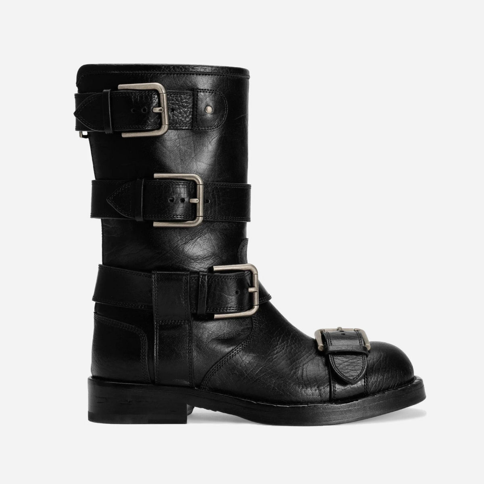 Dolce & Gabbana Bernini Buckled Leather Women Boots Lateral View