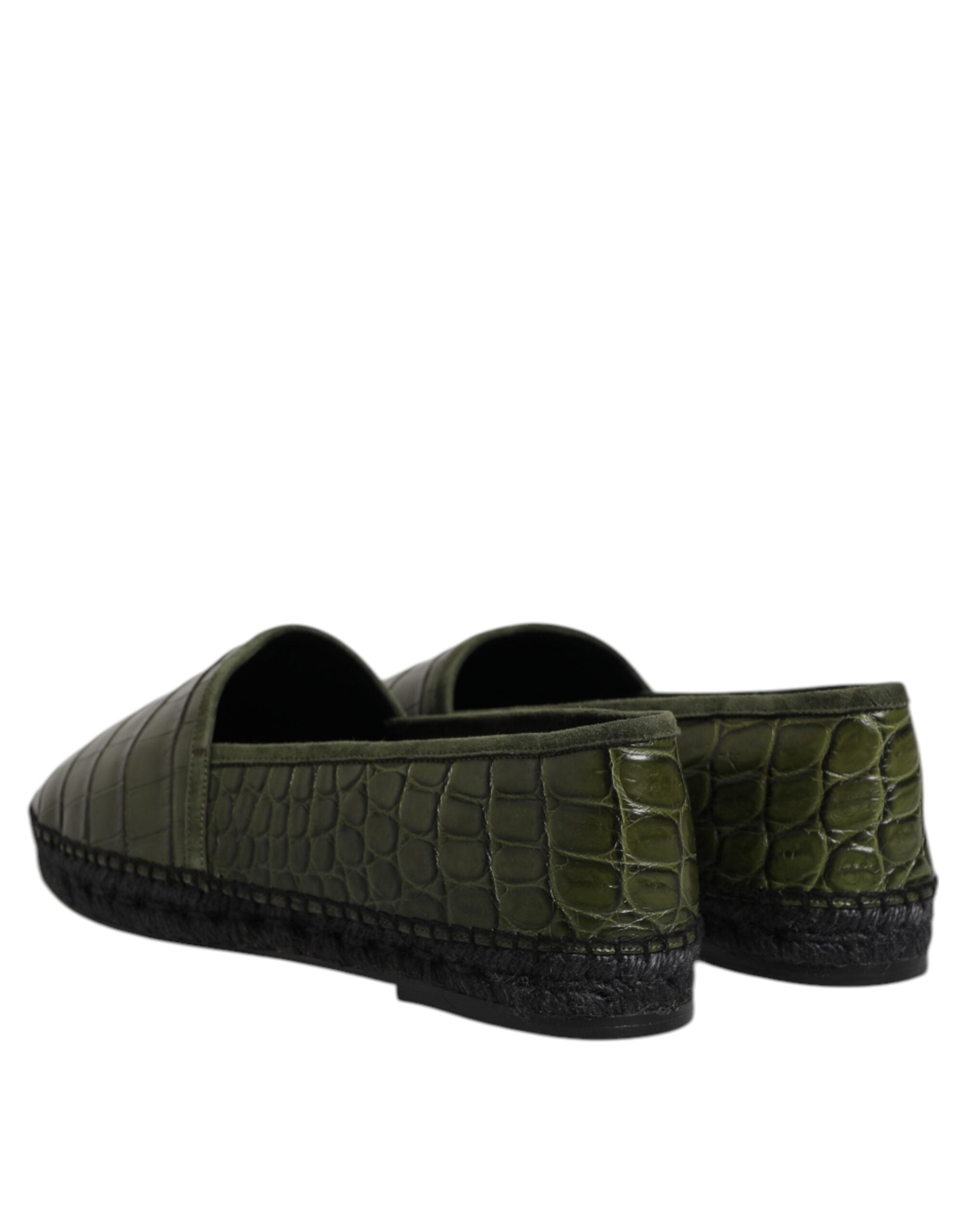Мъжки еспадрили от крокодилска кожа
100% Authentic men’s Dolce & Gabbana croco leather espadrille in dark green heel view