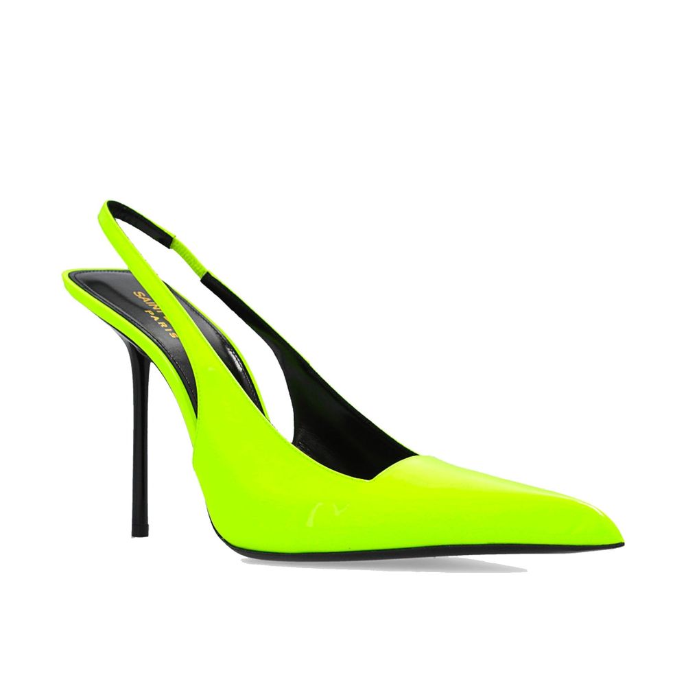 Дамски токчета Women’s slingback heels Saint Laurent Kiss P00776333 Neon Yellow lateral view 2
