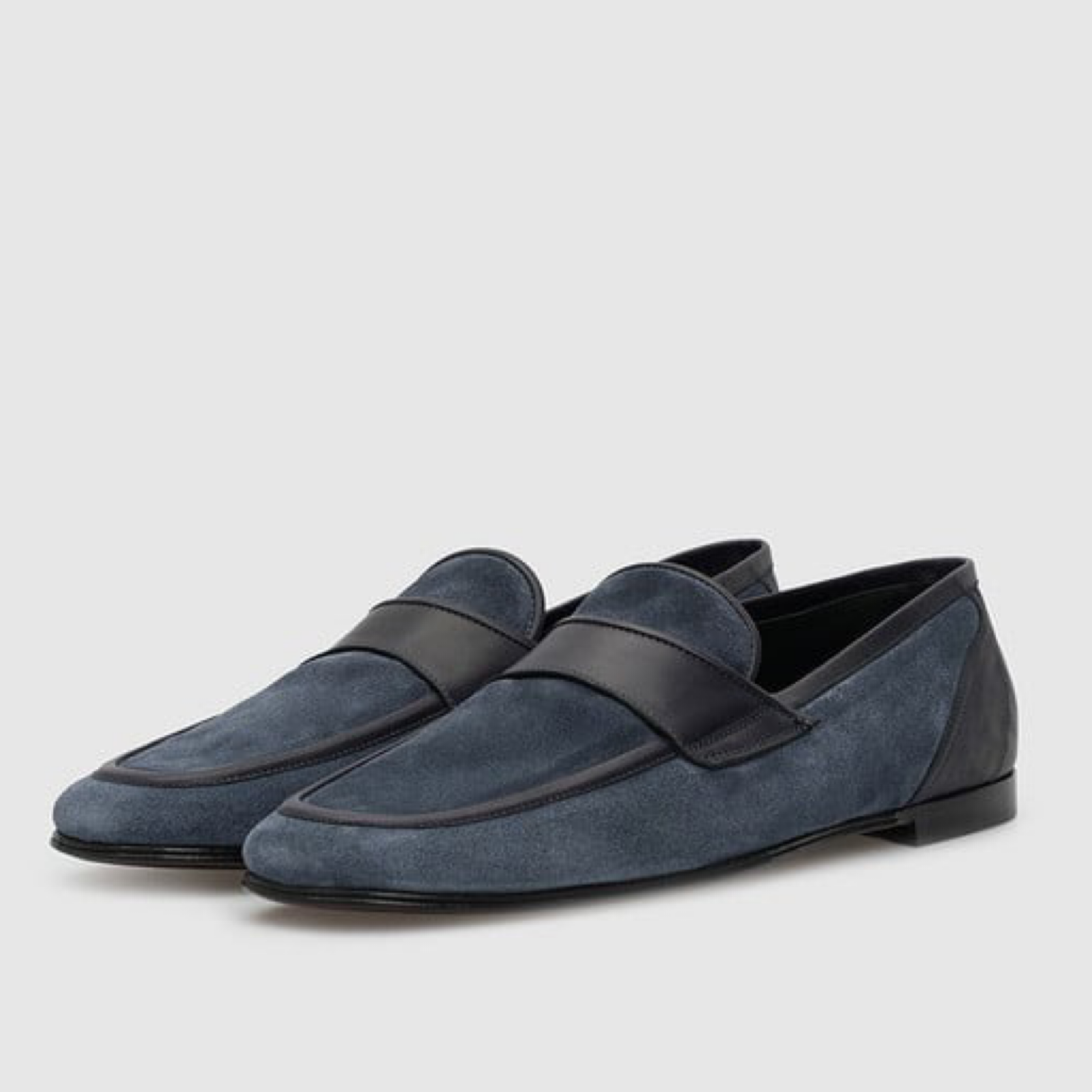 Мъжки сини мокасини Dolce & Gabbana Blue Suede Leather Men Loafers Lateral View