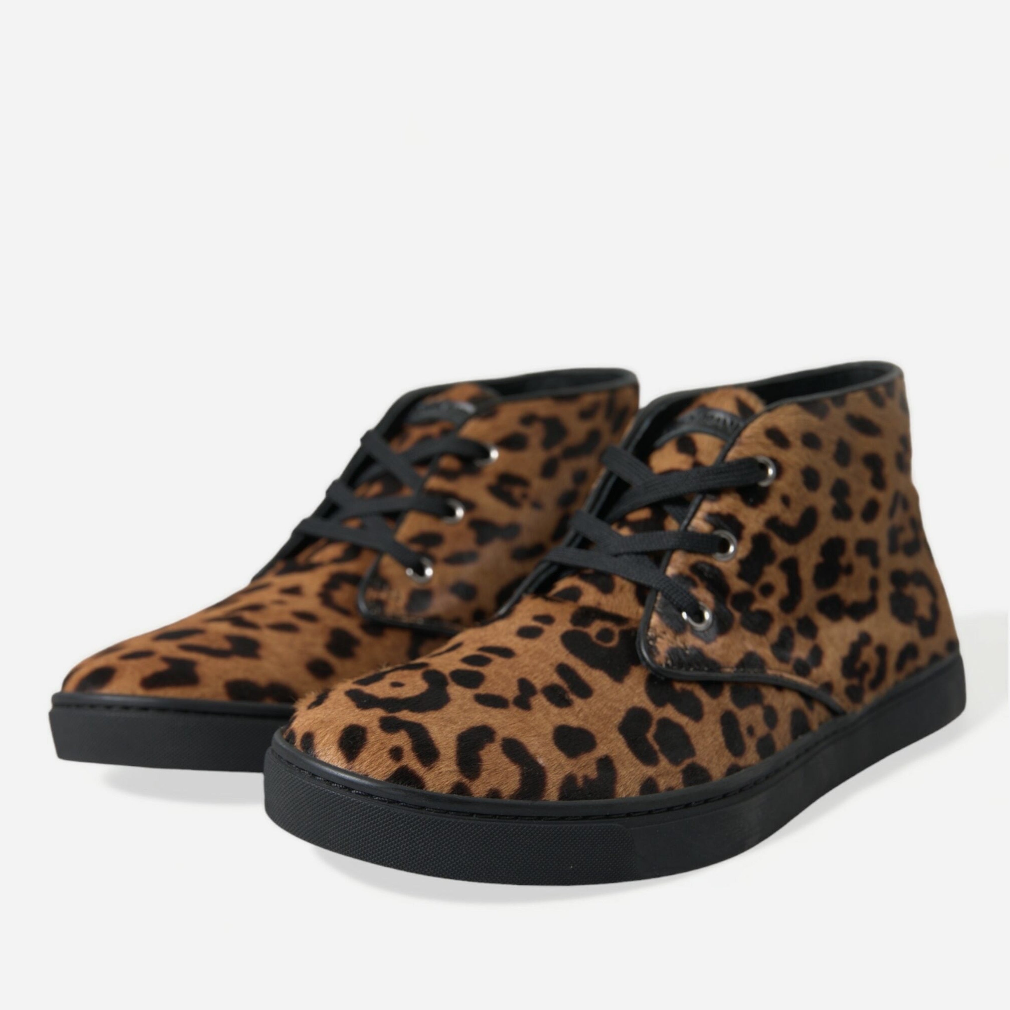 Мъжки луксозни леопардови кецове с косъм Dolce & Gabbana Men’s Elegant Leopard Print Mid-Top Sneakers