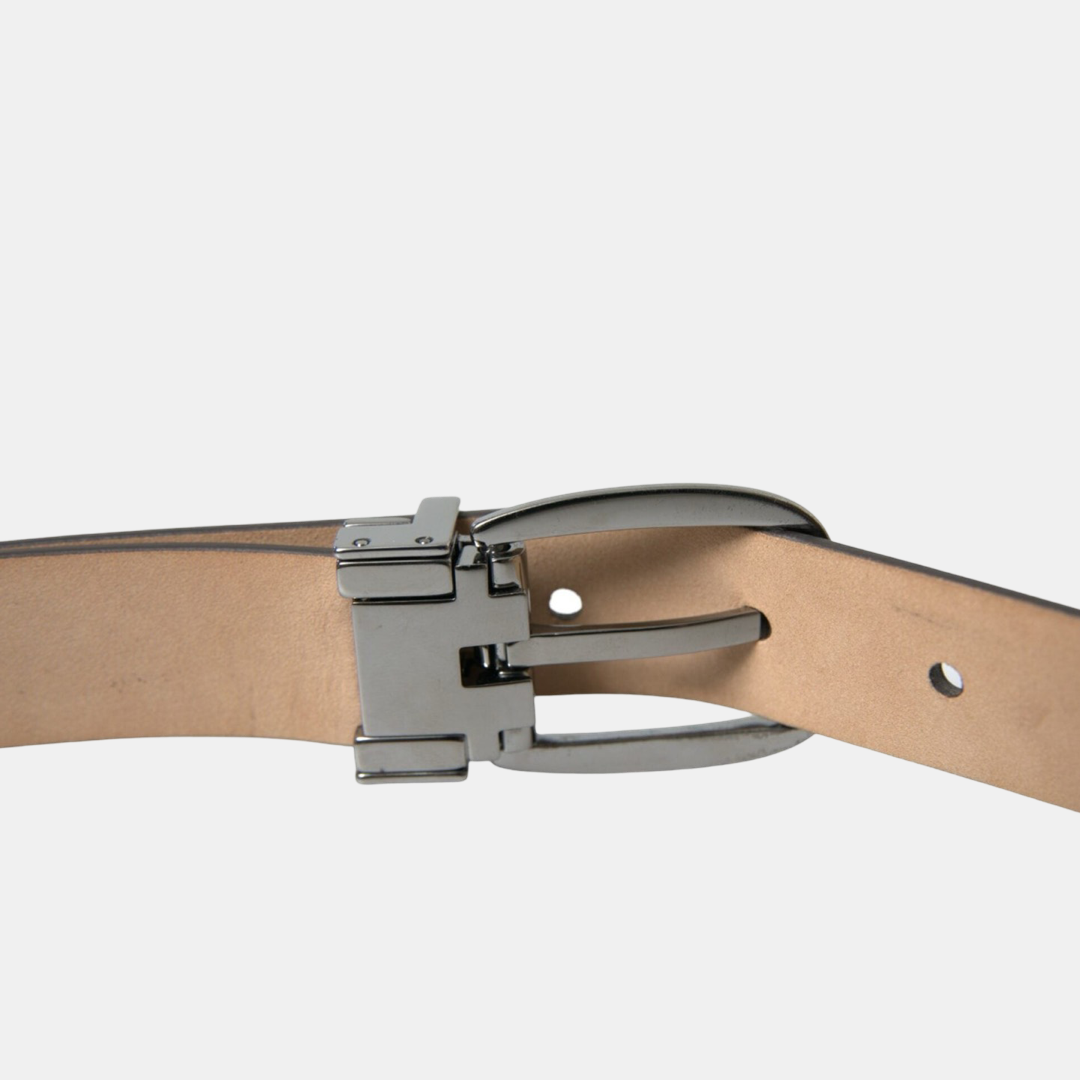 Dolce & Gabbana Leather Men Belt with Eye-Catching Buckle