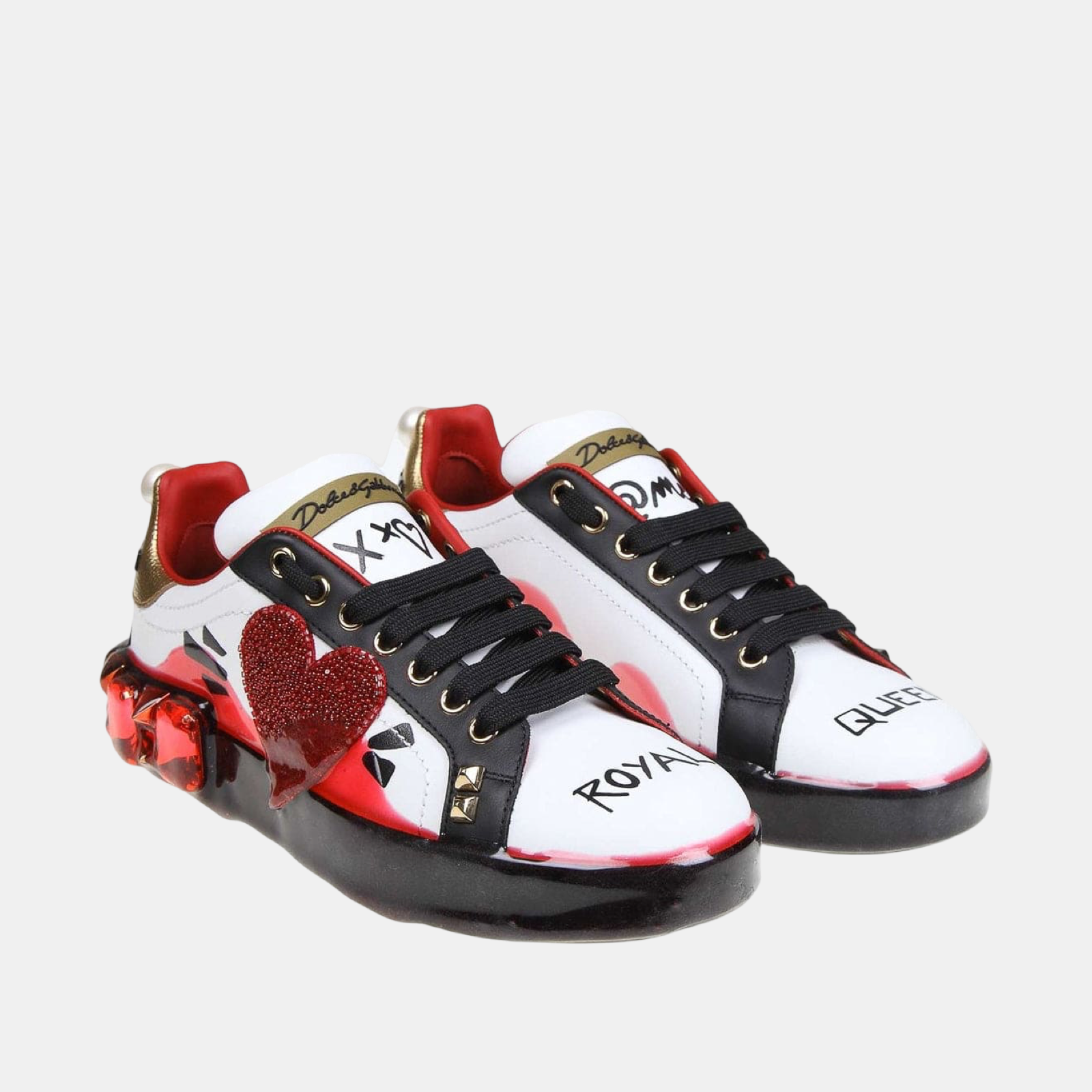 Dolce & Gabbana Portofino Melt Crystals Women Sneakers Lateral View