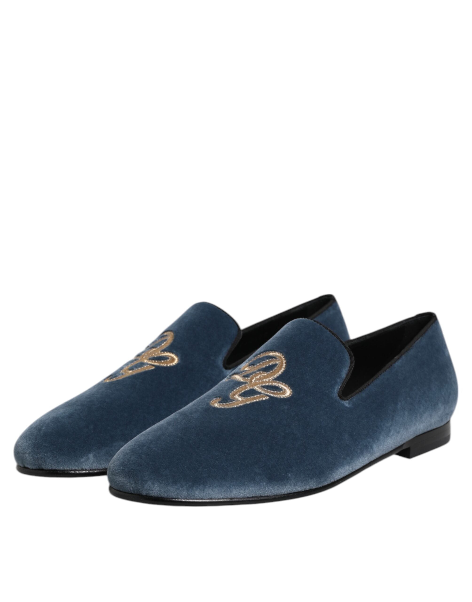 Мъжки мокасини Men’s velvet loafers DOLCE & GABBANA A50335 B9L43 80620 Blue angled view