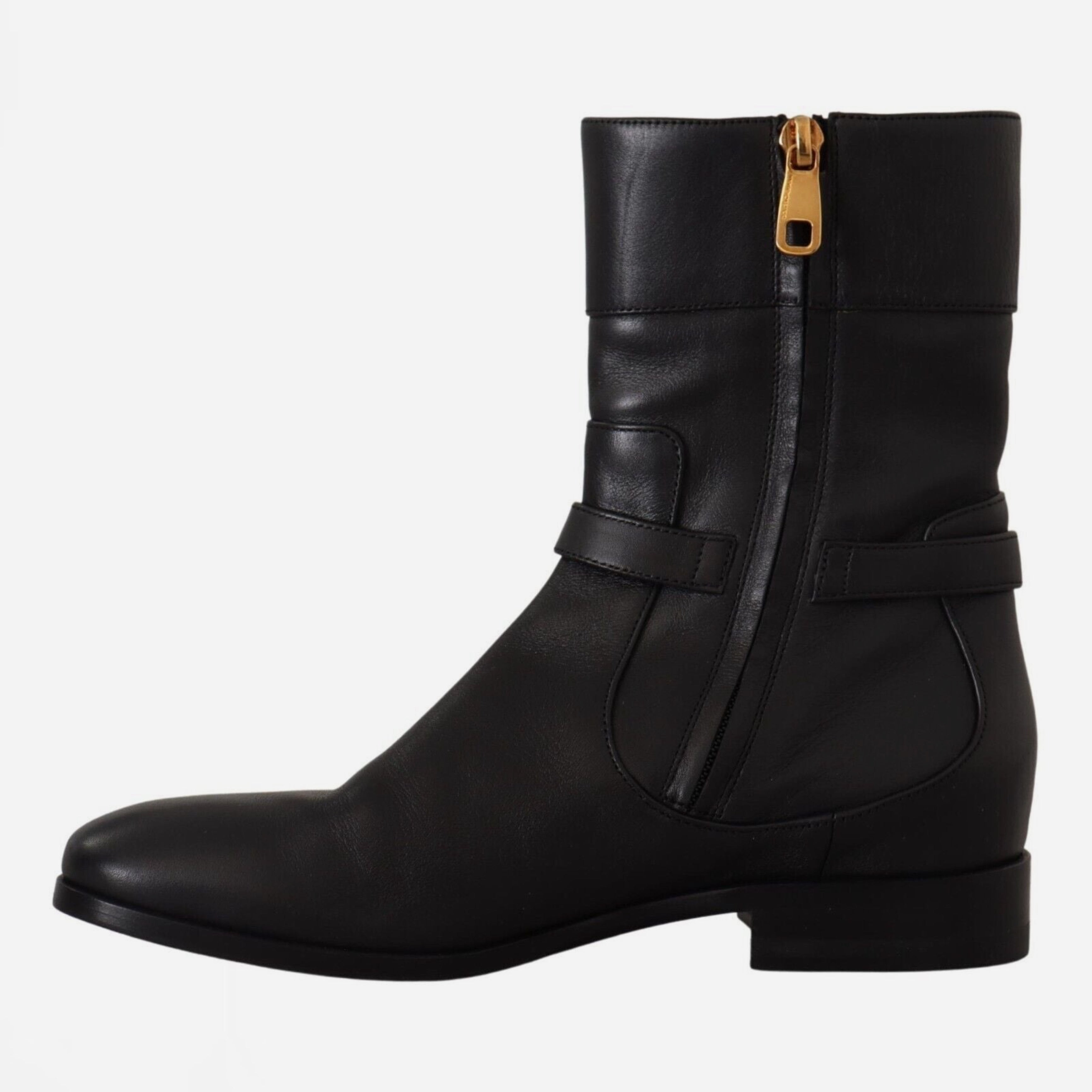 Дамски луксозни ботуши от естествена кожа Dolce & Gabbana Women’s Elegant Leather Biker Boots