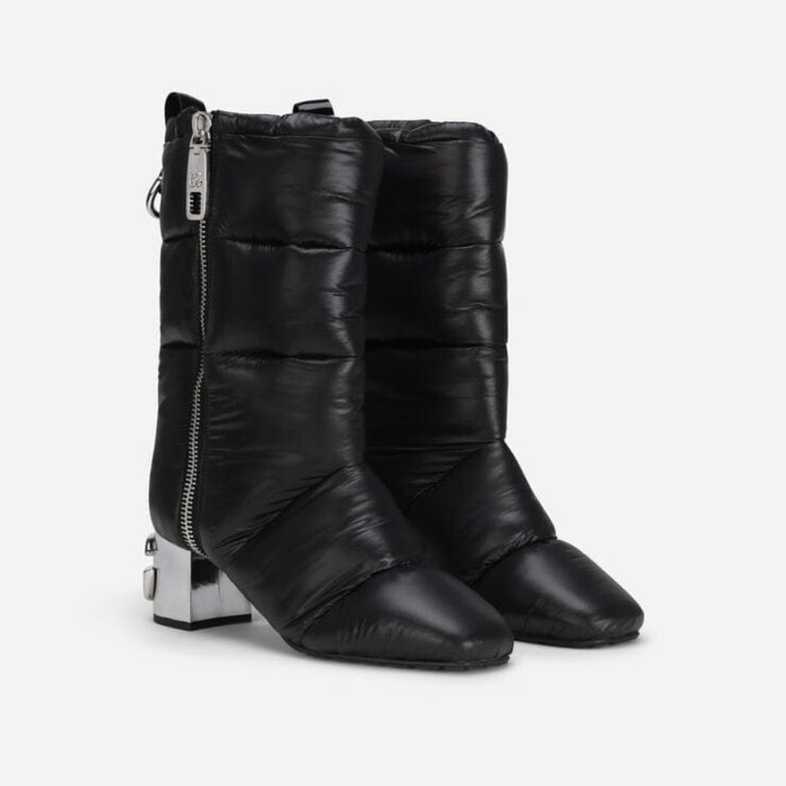 Dolce & Gabbana DG Logo Heel Quilted Women Ankle Boots Front View