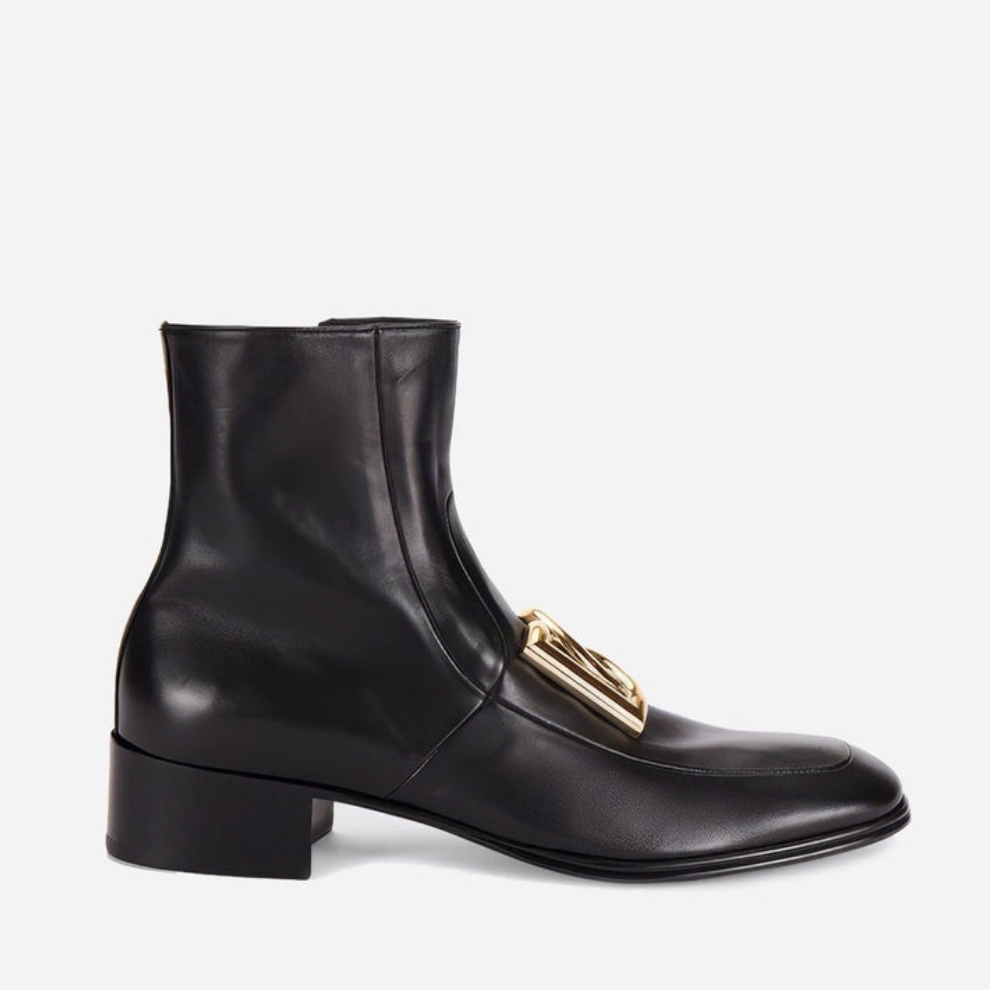 Мъжки луксозни боти от естествена кожа Dolce & Gabbana Men’s Black Lambskin Leather Ankle Boots в черно