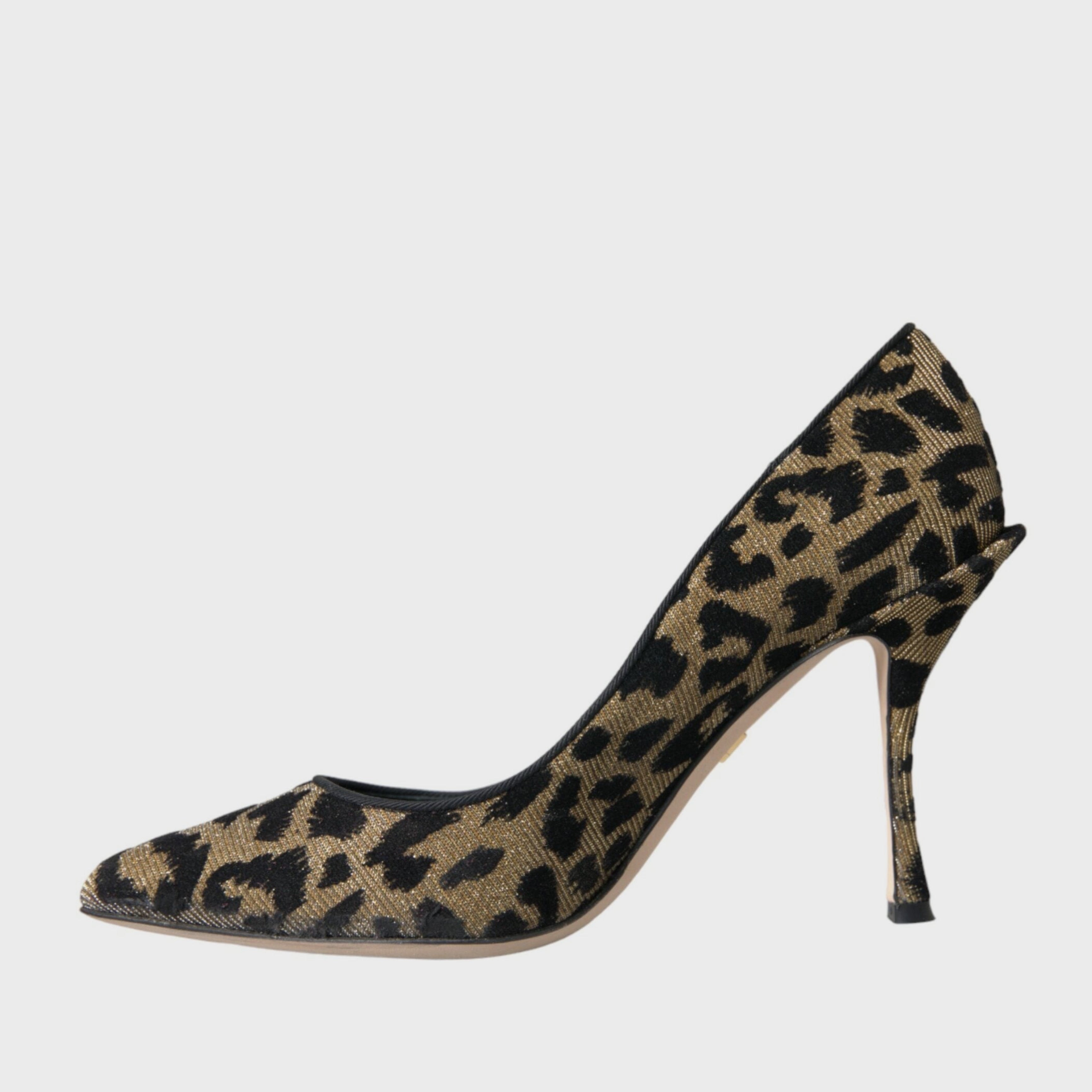 Dolce & Gabbana Black Gold Leopard Lurex Heels Pumps Shoes