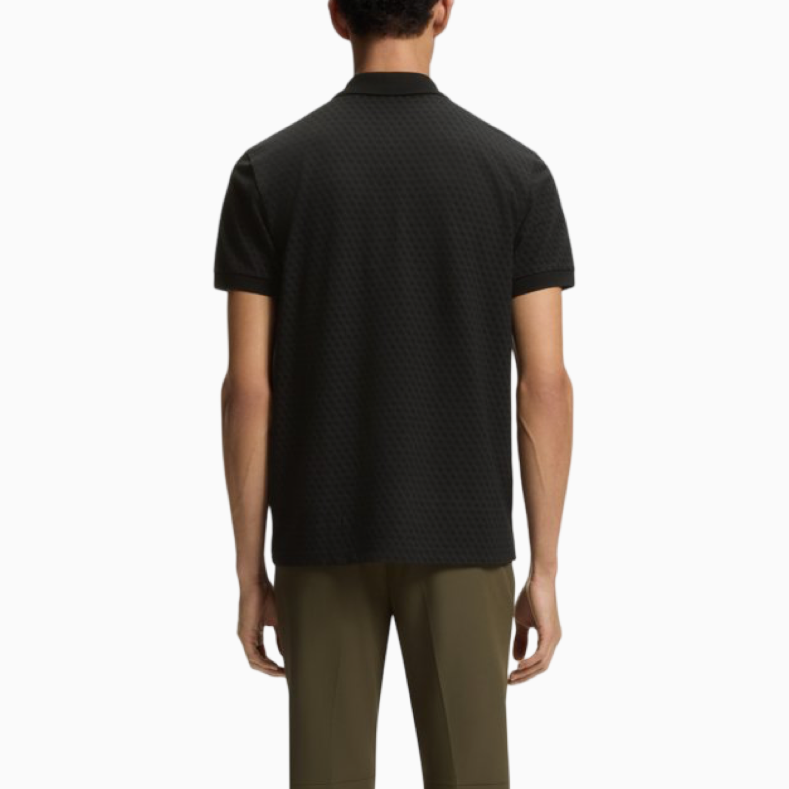 Мъжка черна поло тениска Boss PL GOC Chip Pattern 50554591 001 Men Polo Back View