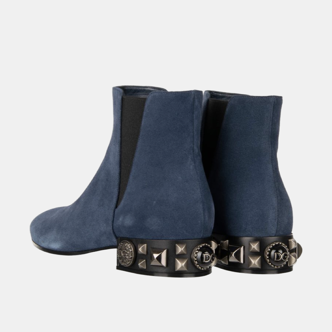 Дамски боти от естествен велур Dolce & Gabbana DG Studs Suede Women Ankle Boots