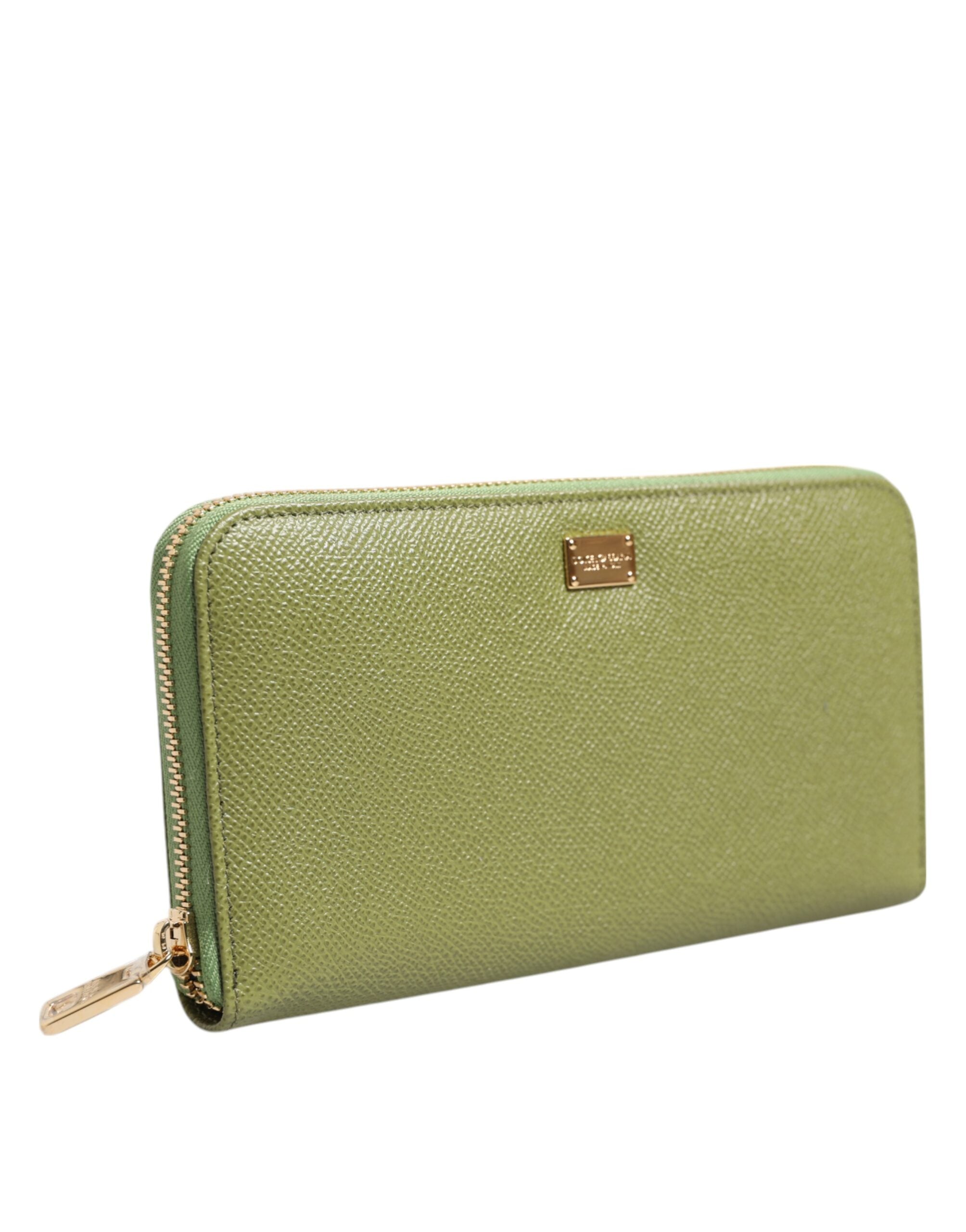 Дамско клъч портмоне от естествена кожа Women’s clutch wallet DOLCE & GABBANA BI0473 B5372 8H530 Olive green angled view