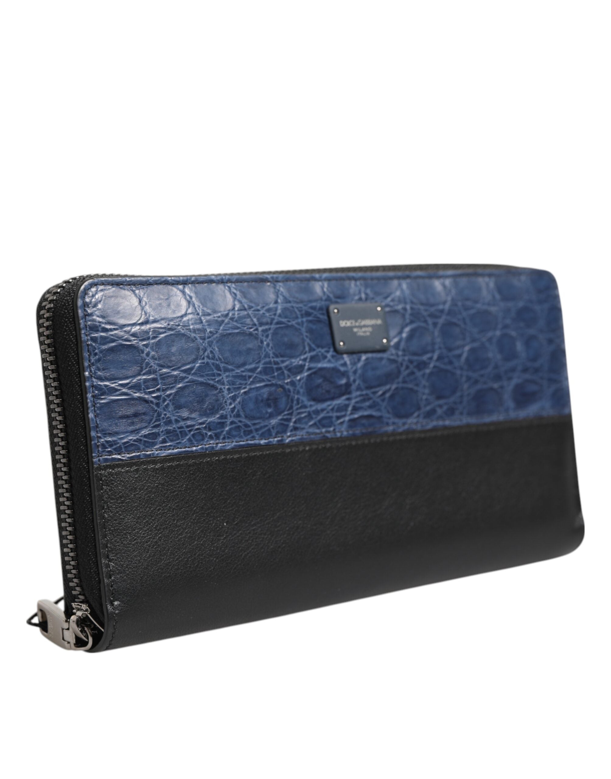 Мъжки клъч портфейл с кожа от кайман Men’s luxury clutch wallet DOLCE & GABBANA BP1672 A2O97 Black and Blue
