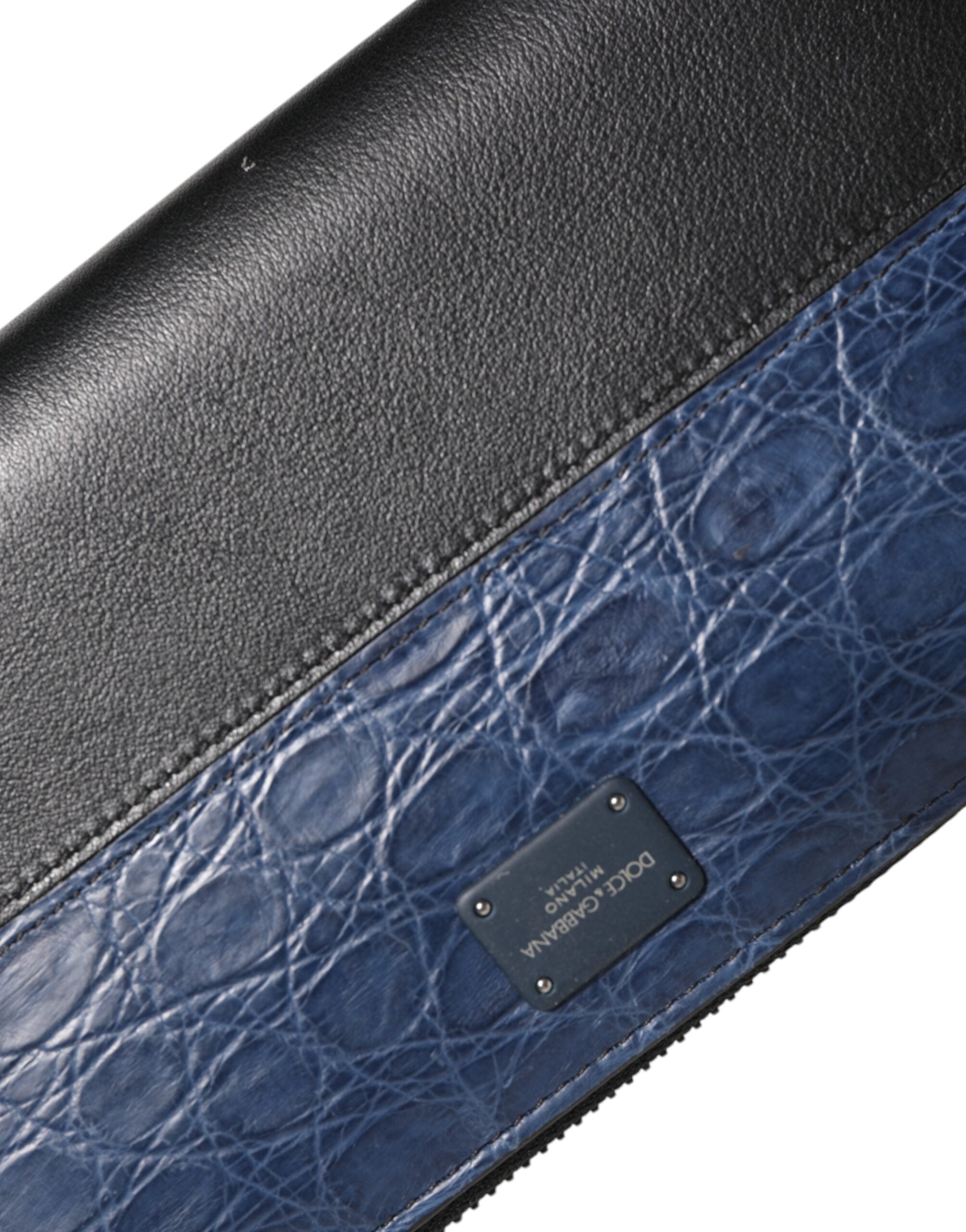 Мъжки клъч портфейл с кожа от кайман Men’s luxury clutch wallet DOLCE & GABBANA BP1672 A2O97 Black and Blue