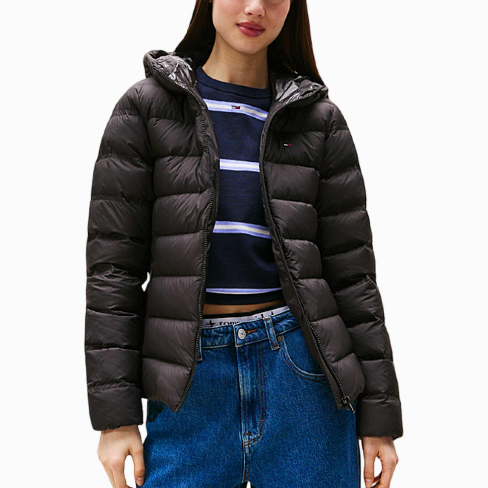 Дамско черно яке Tommy Hilfiger Jeans DW0DW21617 Front View