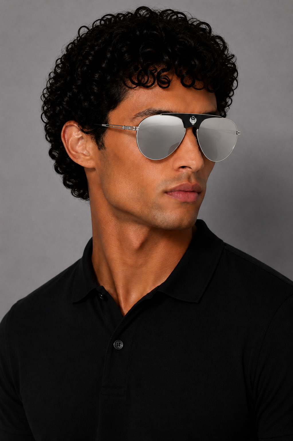 Frankie Morello Silver Metallic Men Sunglasses