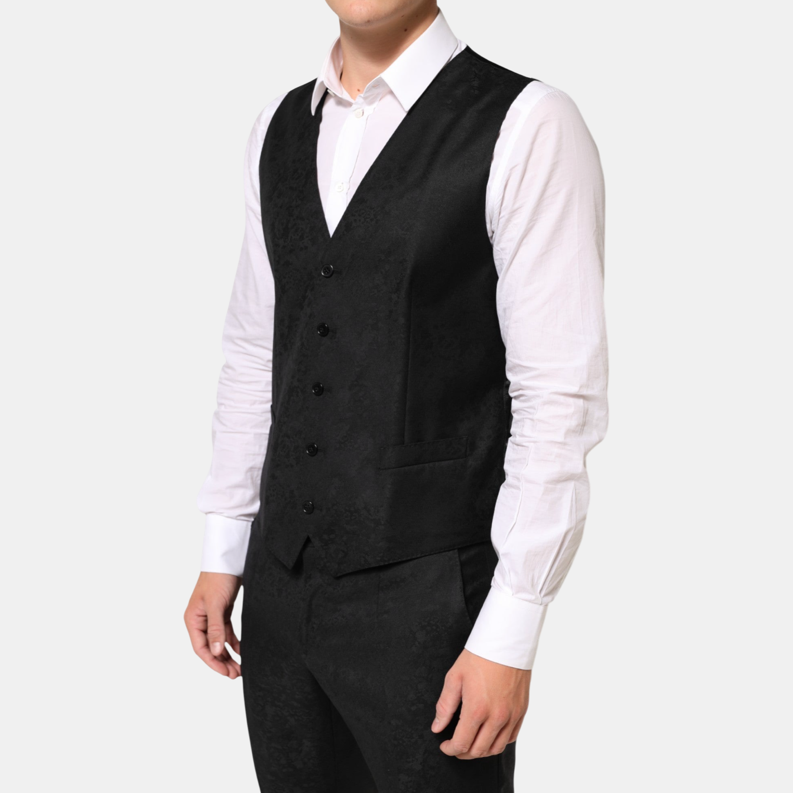 Dolce & Gabbana Floral Brocade MARTINI 3 Piece Men Suit Vest Side View