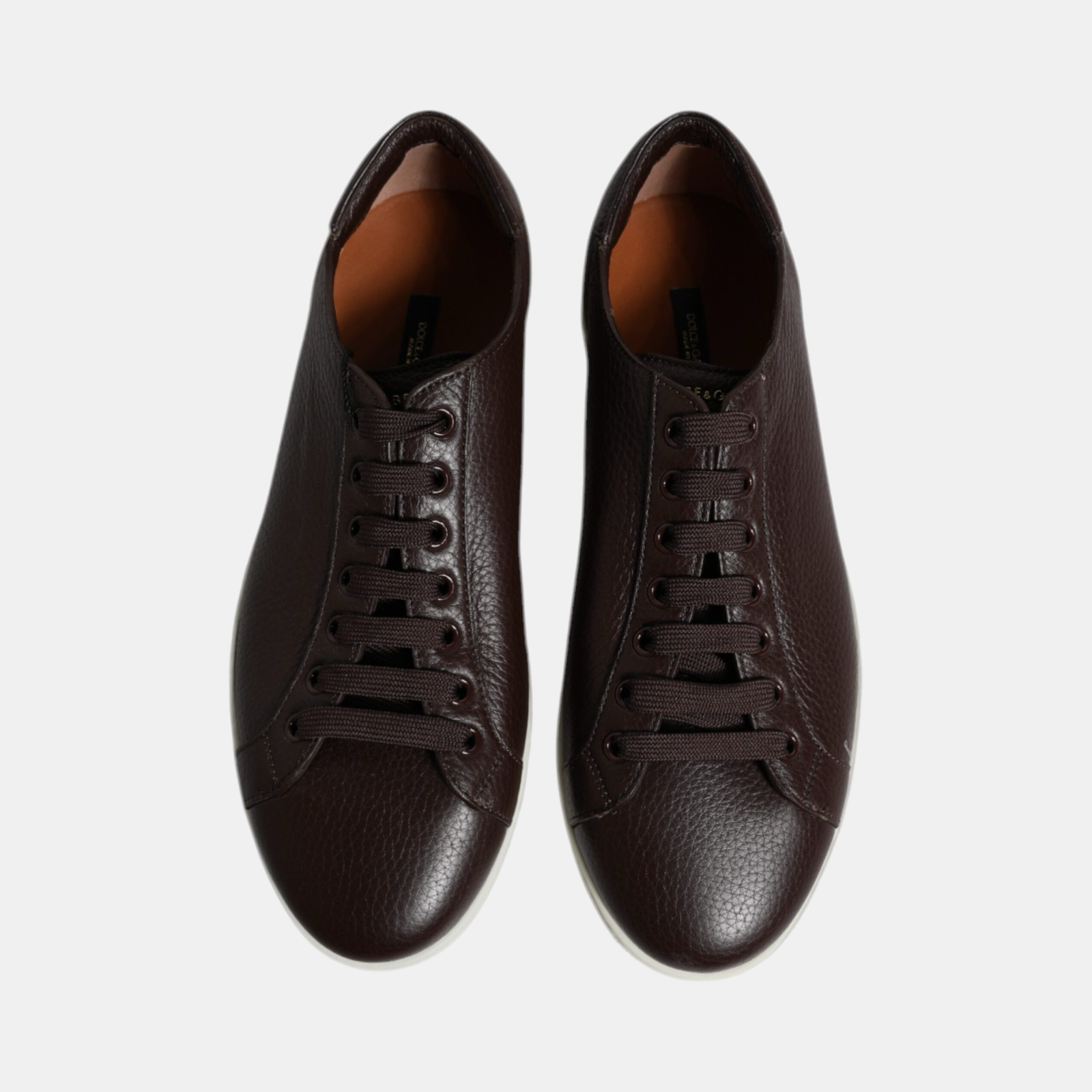 Мъжки кафяви кожени обувки Dolce & Gabbana Saint Tropez Men Sneakers CS1735 A8L37