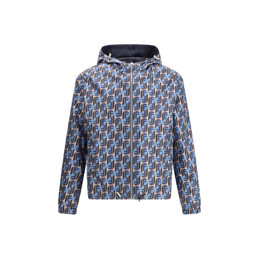 Мъжко двулицево яке Men’s reversible dark gray nylon jacket FENDI FAA615AVIEF0QG0 front view 2 side