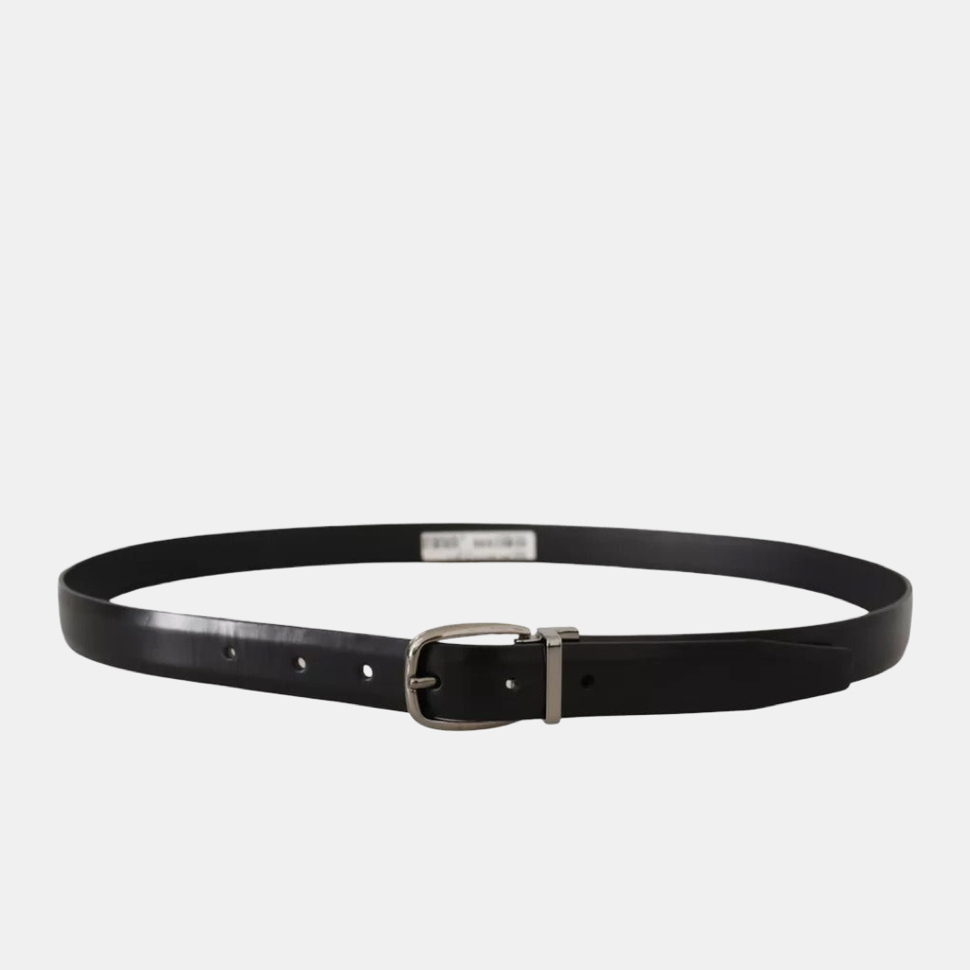 Dolce & Gabbana Classic Leather Chrome Metal Men Buckle Belt